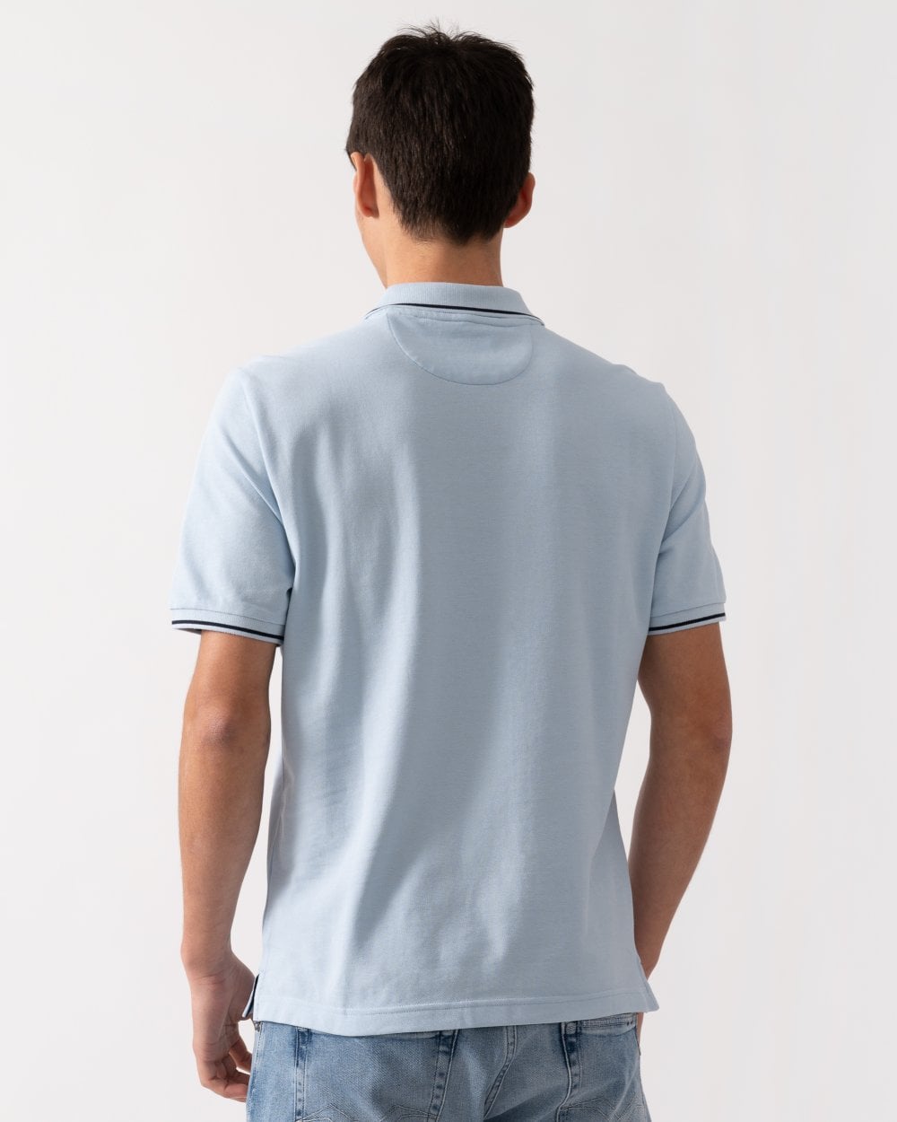 GANT Mens Short Sleeve Tipping Pique Polo - 457 Fresh Blue