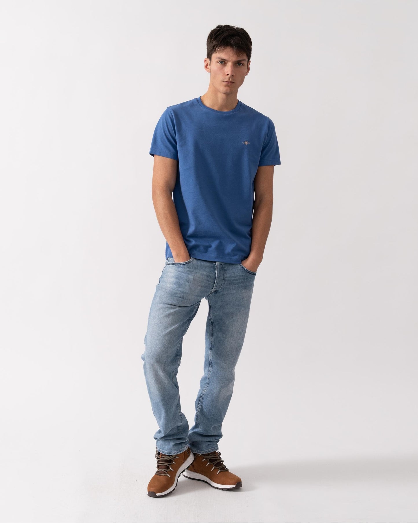 GANT Mens Slim Pique Short Sleeve T-Shirt - 407 Rich Blue