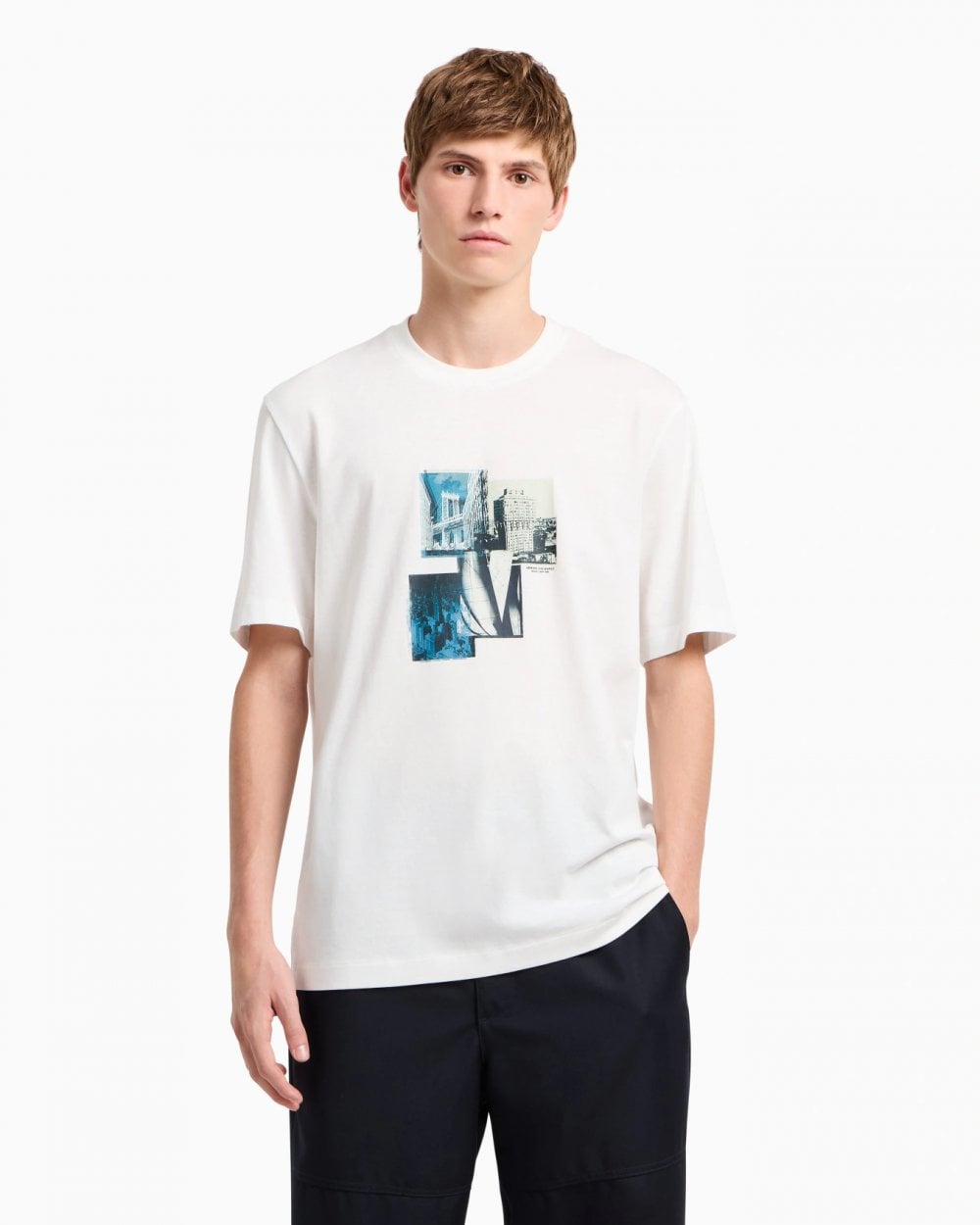 Armani Exchange Armani Exchange Mens Milano/New York Landmarks Graphic T-Shirt