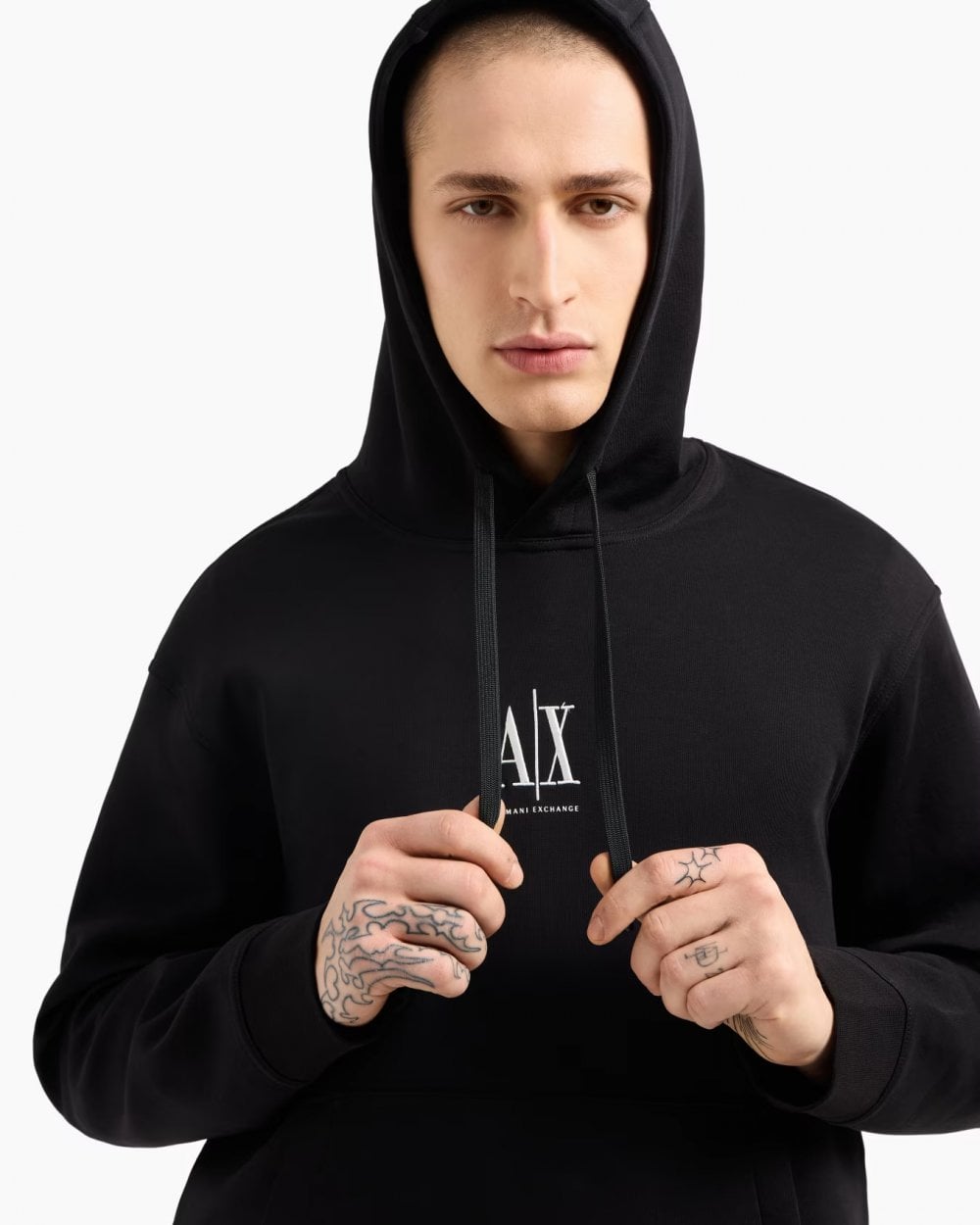 Armani Exchange Armani Exchange Mens Embroidered A|X Centre Logo Pullover Hoodie