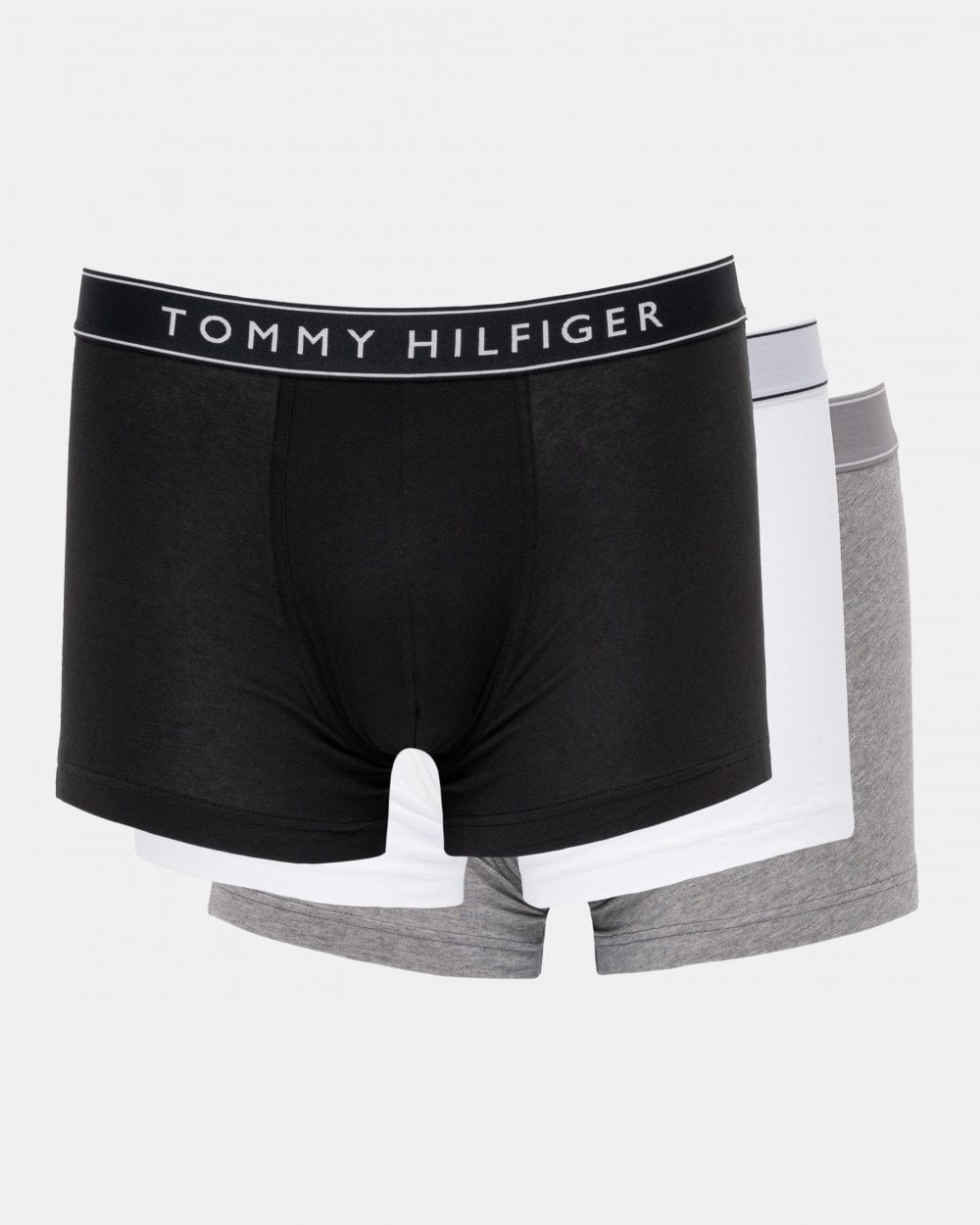 Tommy Hilfiger 3 Pack Mens Tonal Trunks - Mid Heather/ Black/ TH White