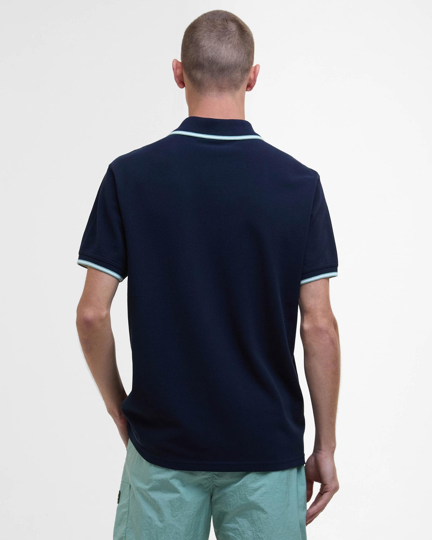 Barbour International Evan Mens Tipped Polo Shirt - Sapphire Navy
