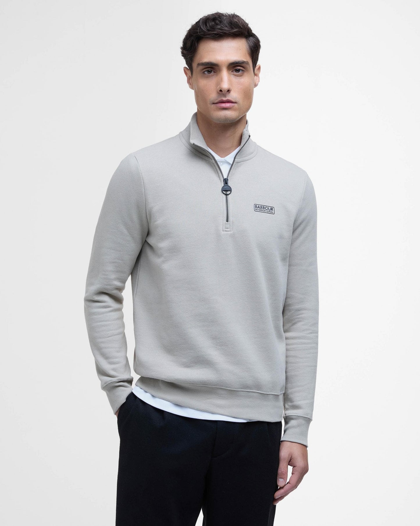 Barbour International Essential Half-Zip Mens Sweatshirt - Concrete
