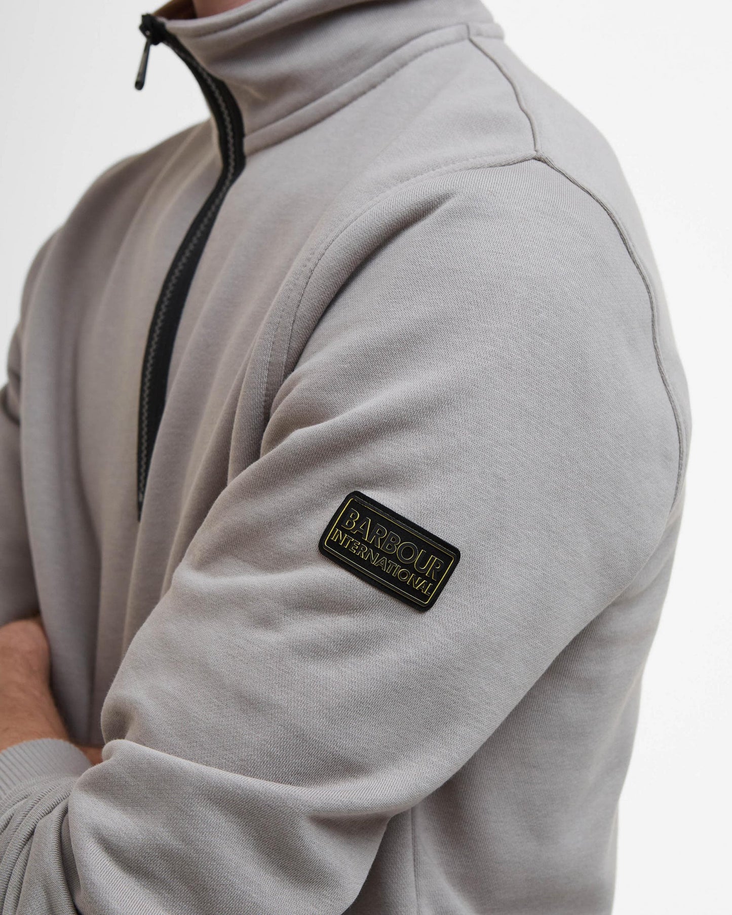 Barbour International Outline Mens Funnel Neck Sweatshirt - Concrete