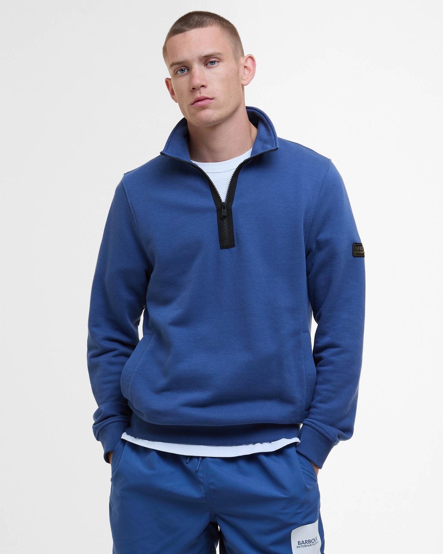 Barbour International Outline Mens Funnel Neck Sweatshirt - North Sea Blue