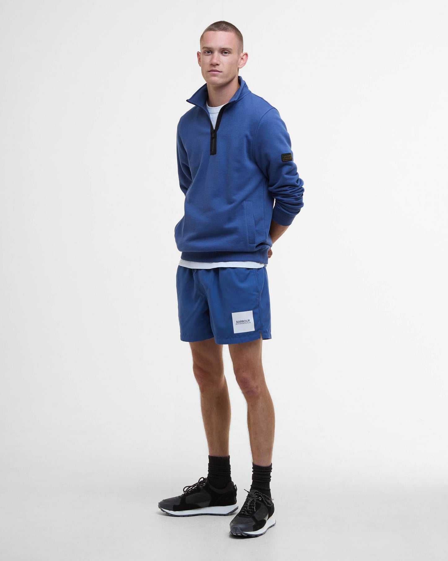 Barbour International Outline Mens Funnel Neck Sweatshirt - North Sea Blue