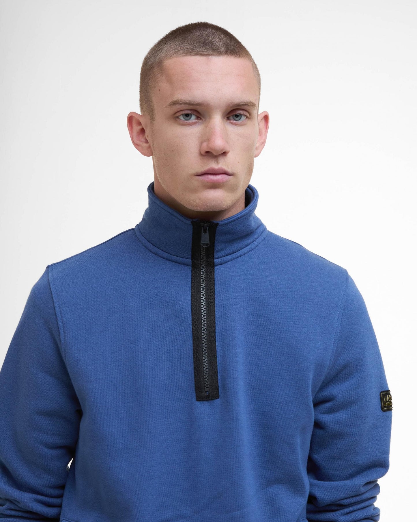 Barbour International Outline Mens Funnel Neck Sweatshirt - North Sea Blue