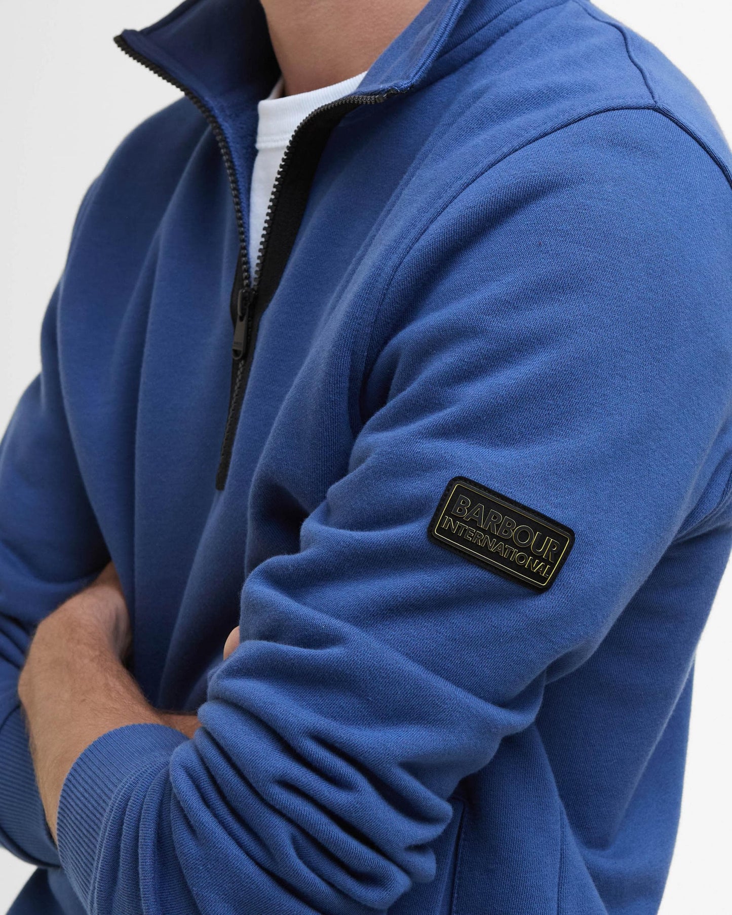 Barbour International Outline Mens Funnel Neck Sweatshirt - North Sea Blue