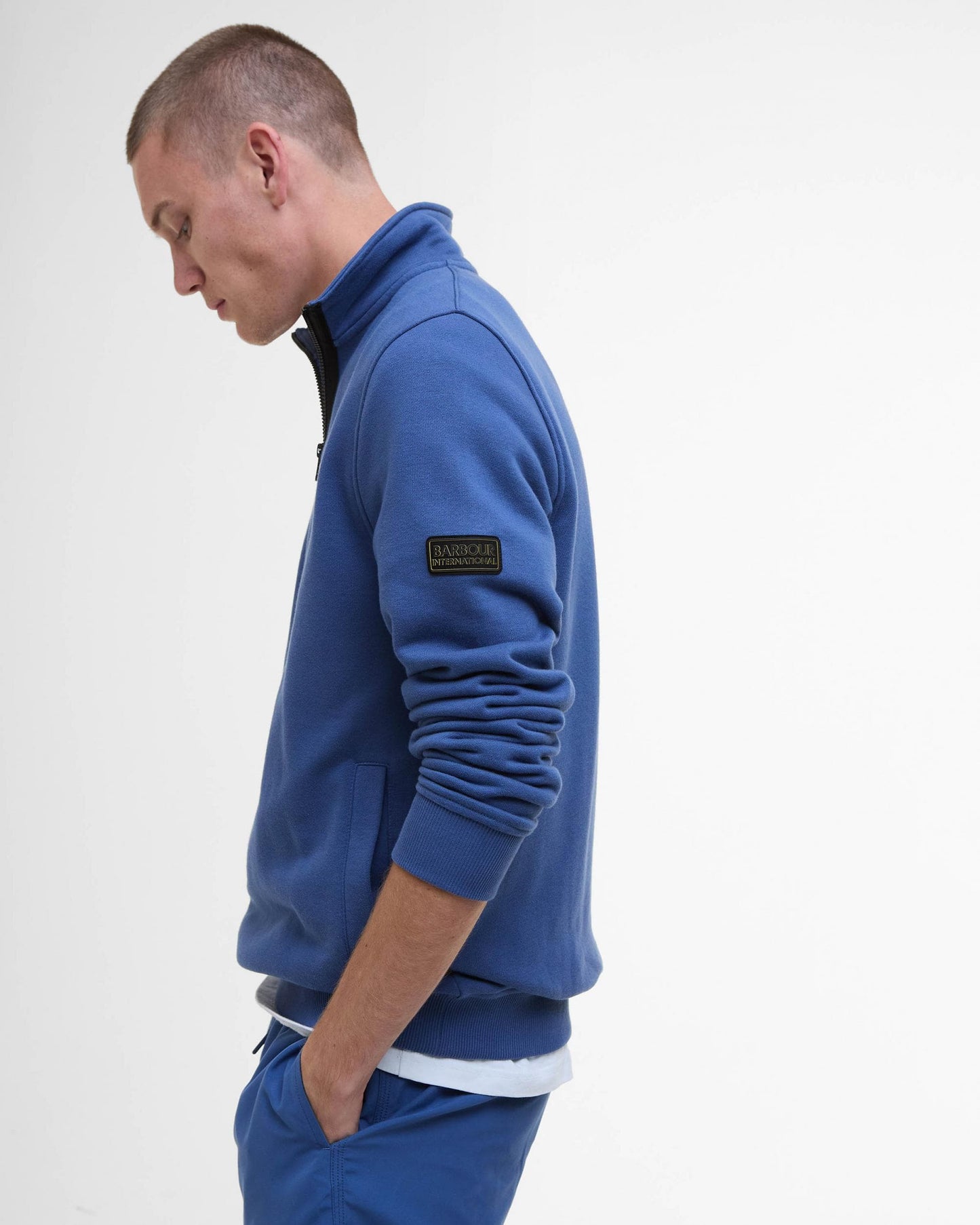 Barbour International Outline Mens Funnel Neck Sweatshirt - North Sea Blue