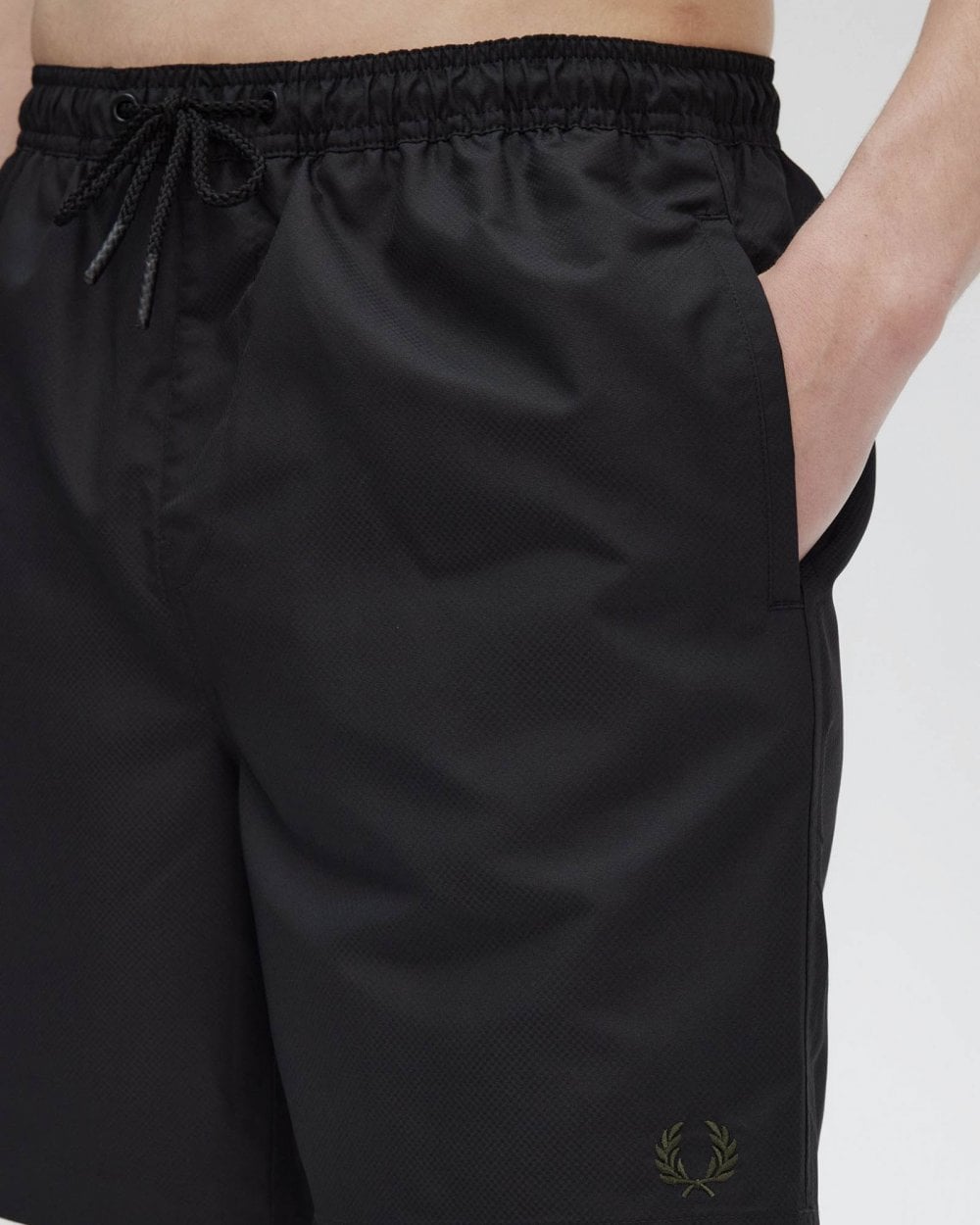 Fred Perry Mens Classic Swim Shorts - Black/Court Green Y43