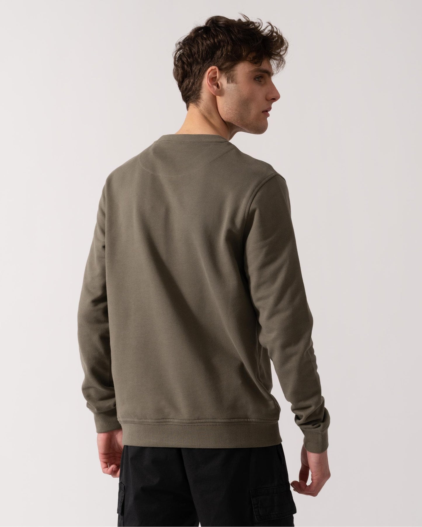 Belstaff Mens Crew Neck Sweatshirt With Logo Patch - Surplus Green