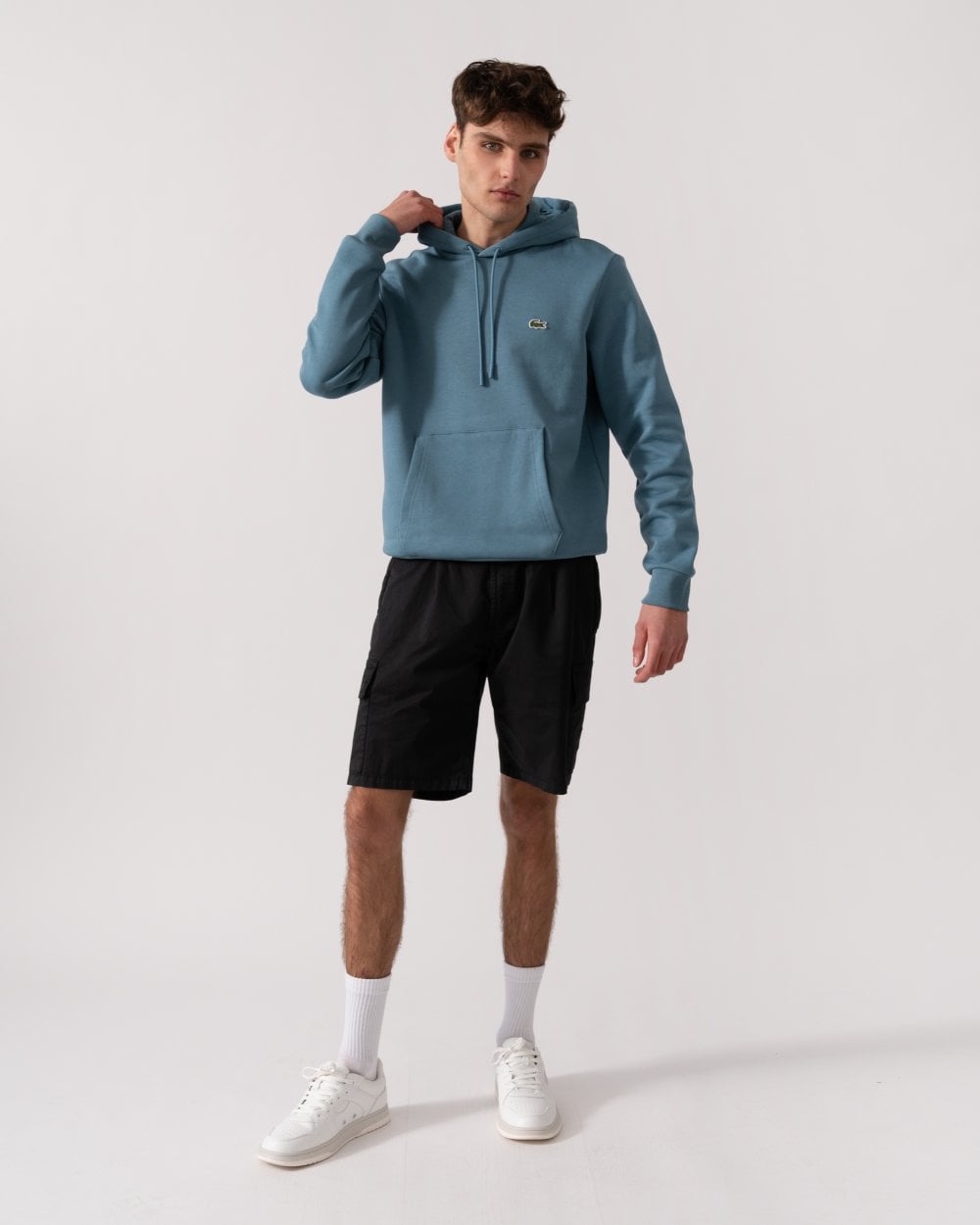 Lacoste Mens Fleece Hoodie - Limestone HD9