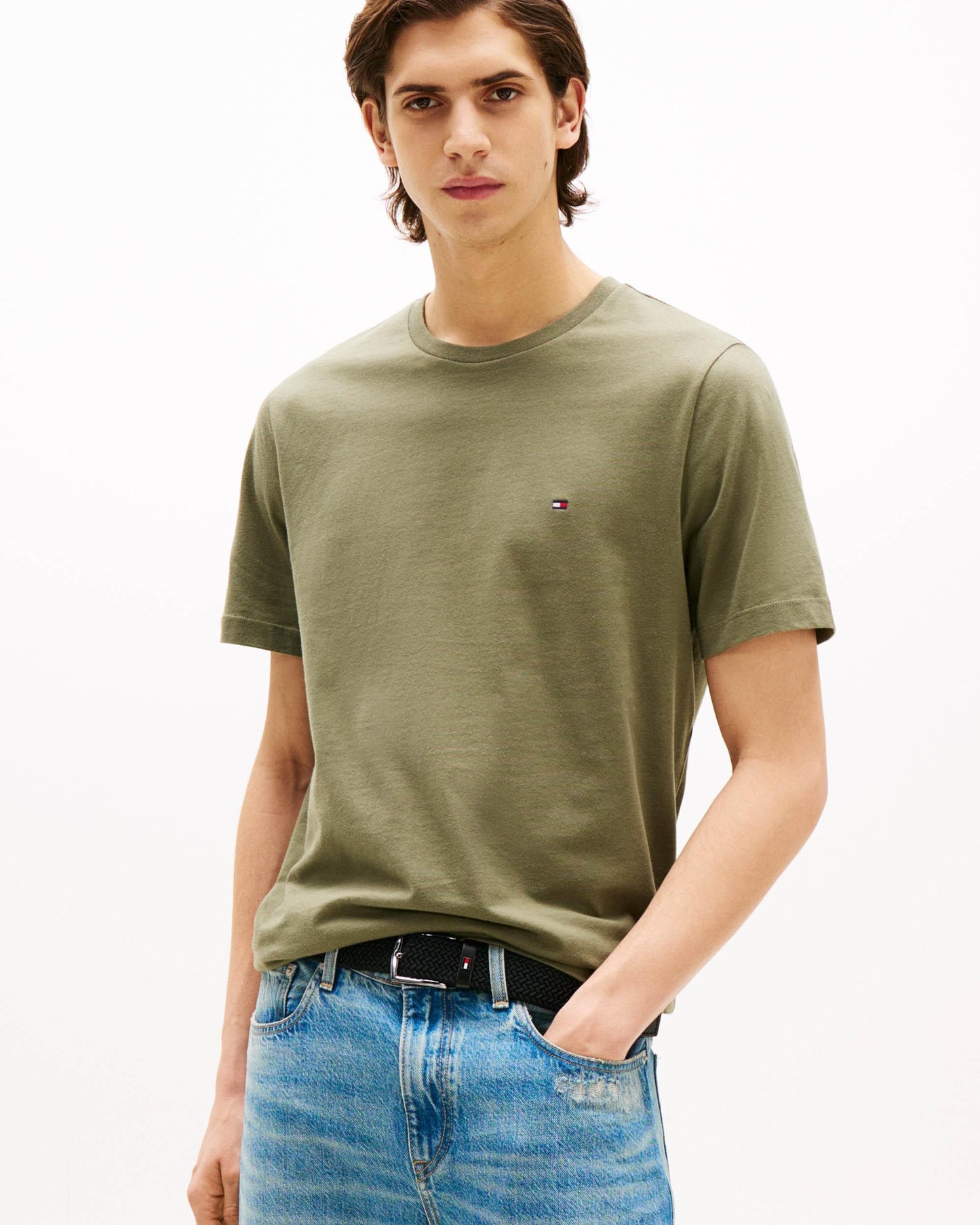 Tommy Hilfiger Essential Seasonal Regular Fit Solid Mens T-Shirt - Battle Green