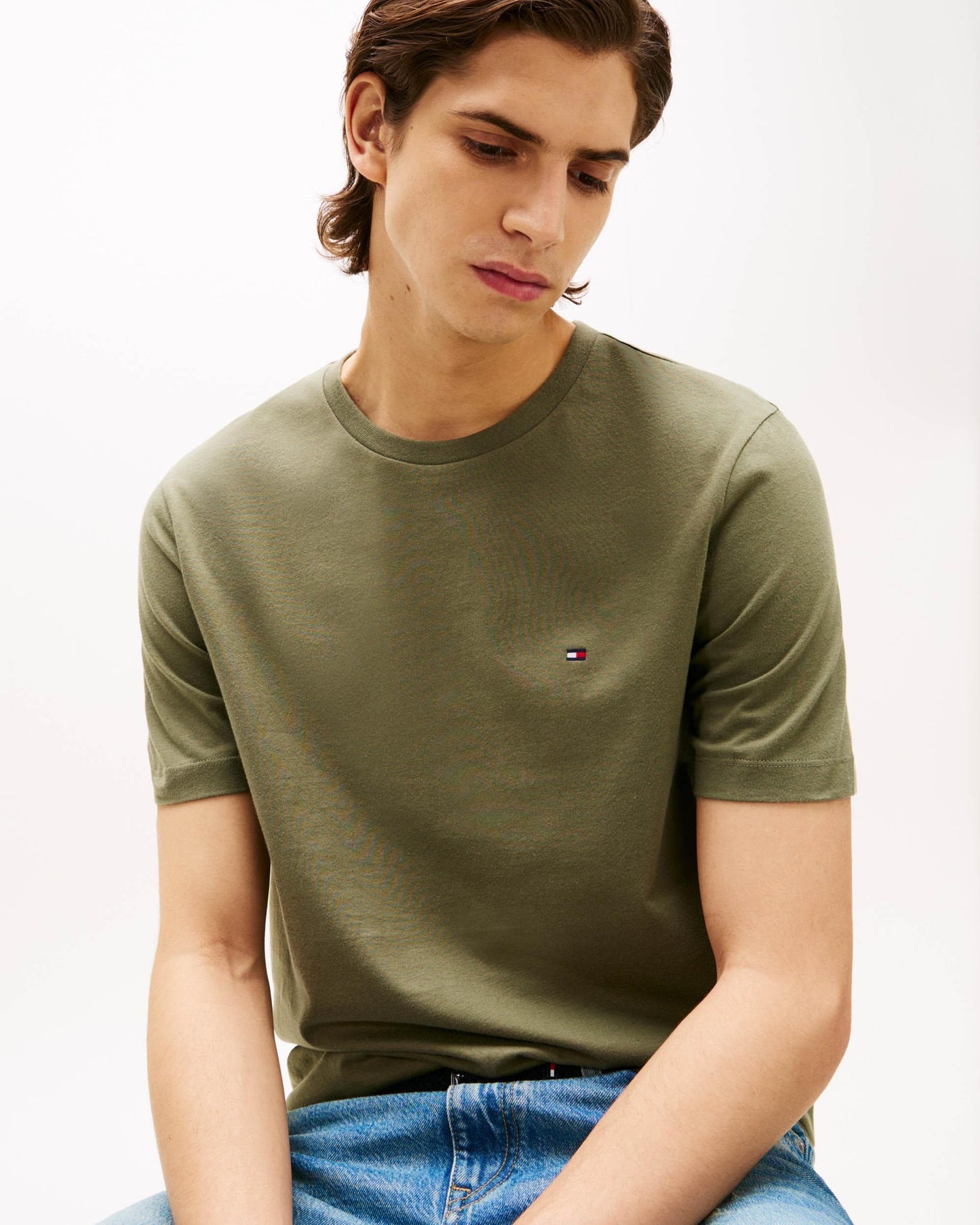Tommy Hilfiger Essential Seasonal Regular Fit Solid Mens T-Shirt - Battle Green