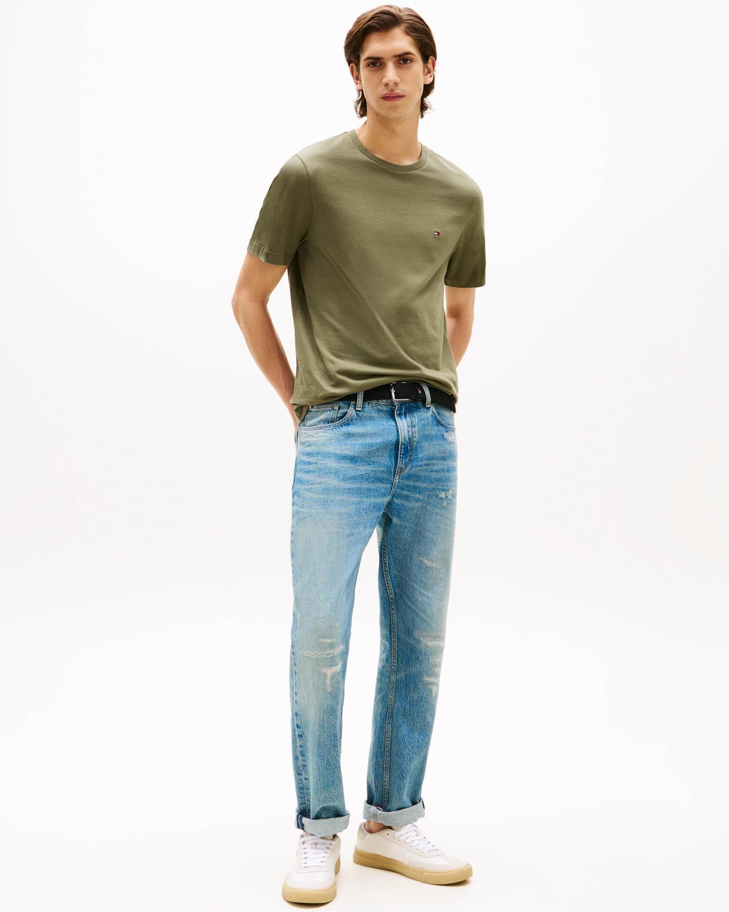 Tommy Hilfiger Essential Seasonal Regular Fit Solid Mens T-Shirt - Battle Green