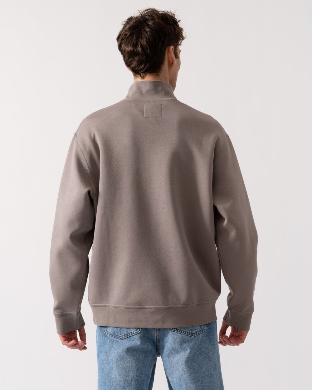 Armani Exchange Mens Embroidered A|X Logo 1/4 Zip Sweatshirt - Driftwood U6107