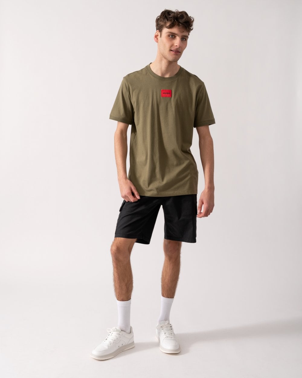 HUGO Diragolino212 Label Logo Mens T-Shirt - Open Green 389