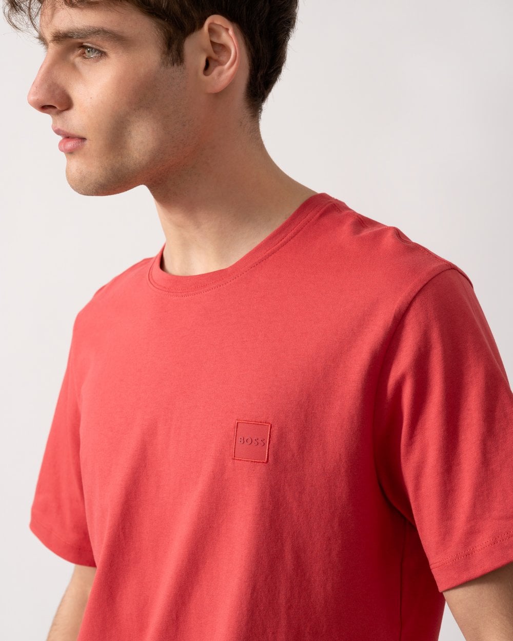 BOSS Orange Tales Mens Cotton-Jersey T-shirt With Logo Patch - Open Red 645