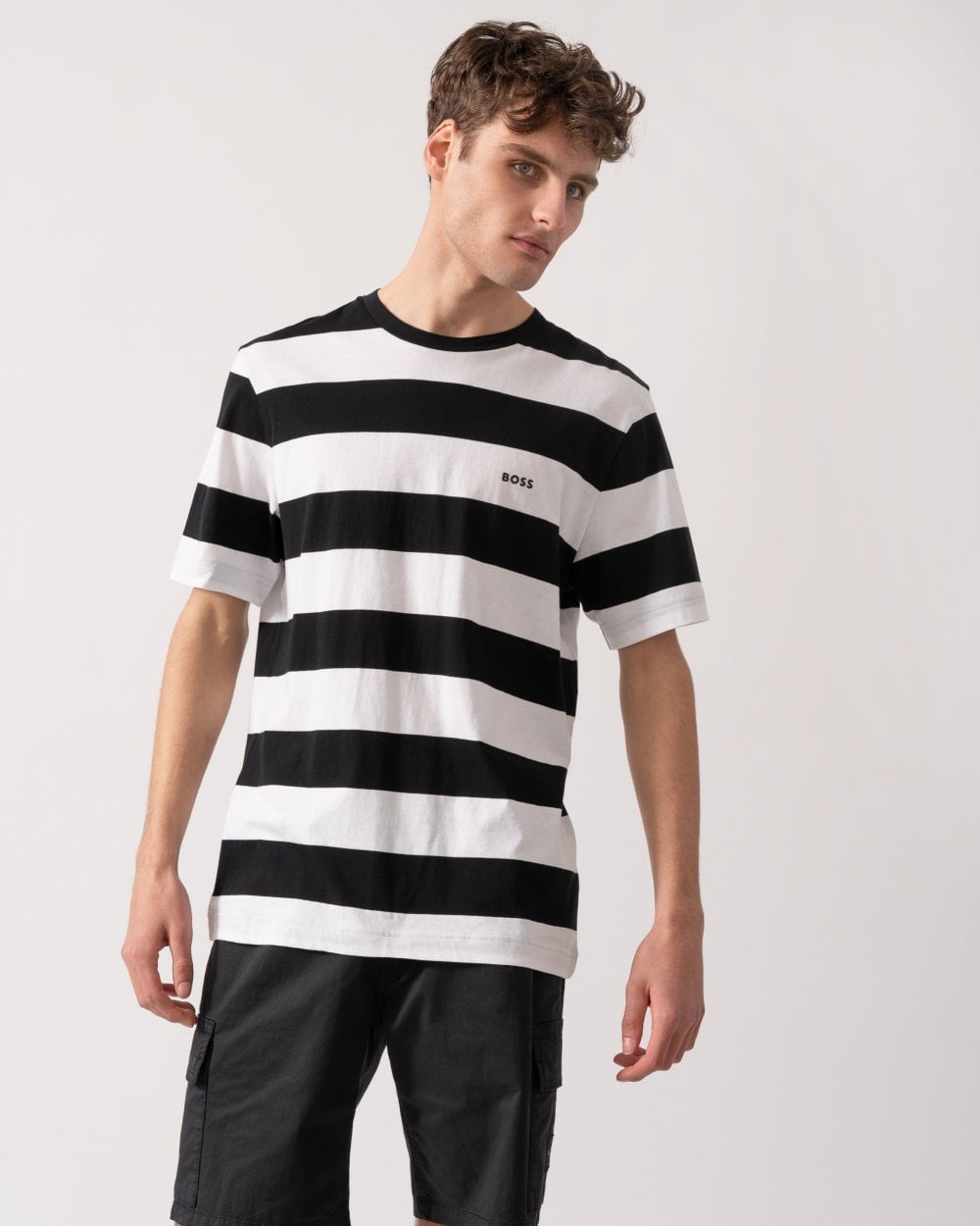 BOSS Orange Tales Stripe Mens T-Shirt - Black 001