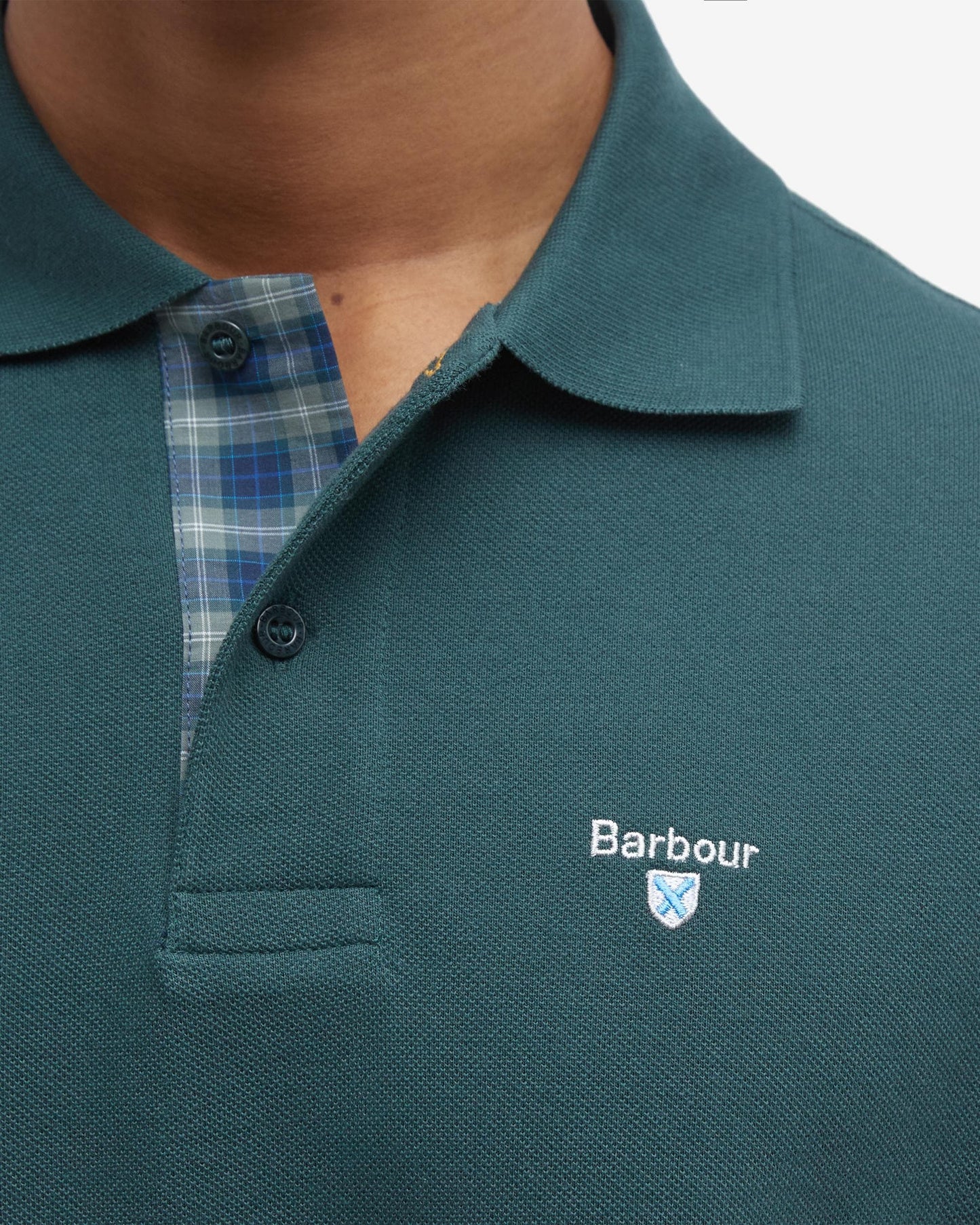 Barbour Tartan Pique Mens Polo S/S 25 - Green Gables