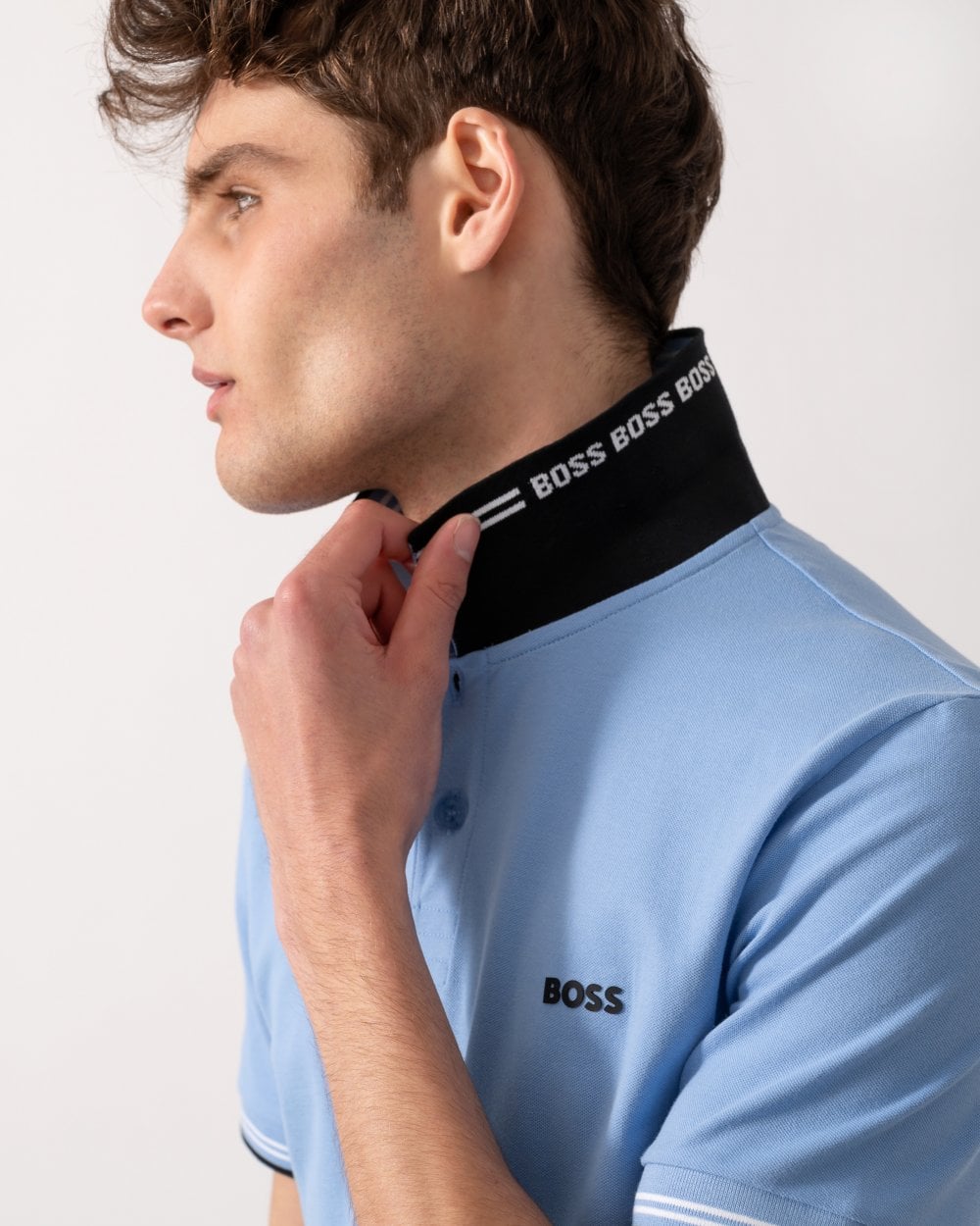 BOSS Green Paul Mens Short Sleeve Polo Shirt With Contrast Tipping - Bright Blue 430