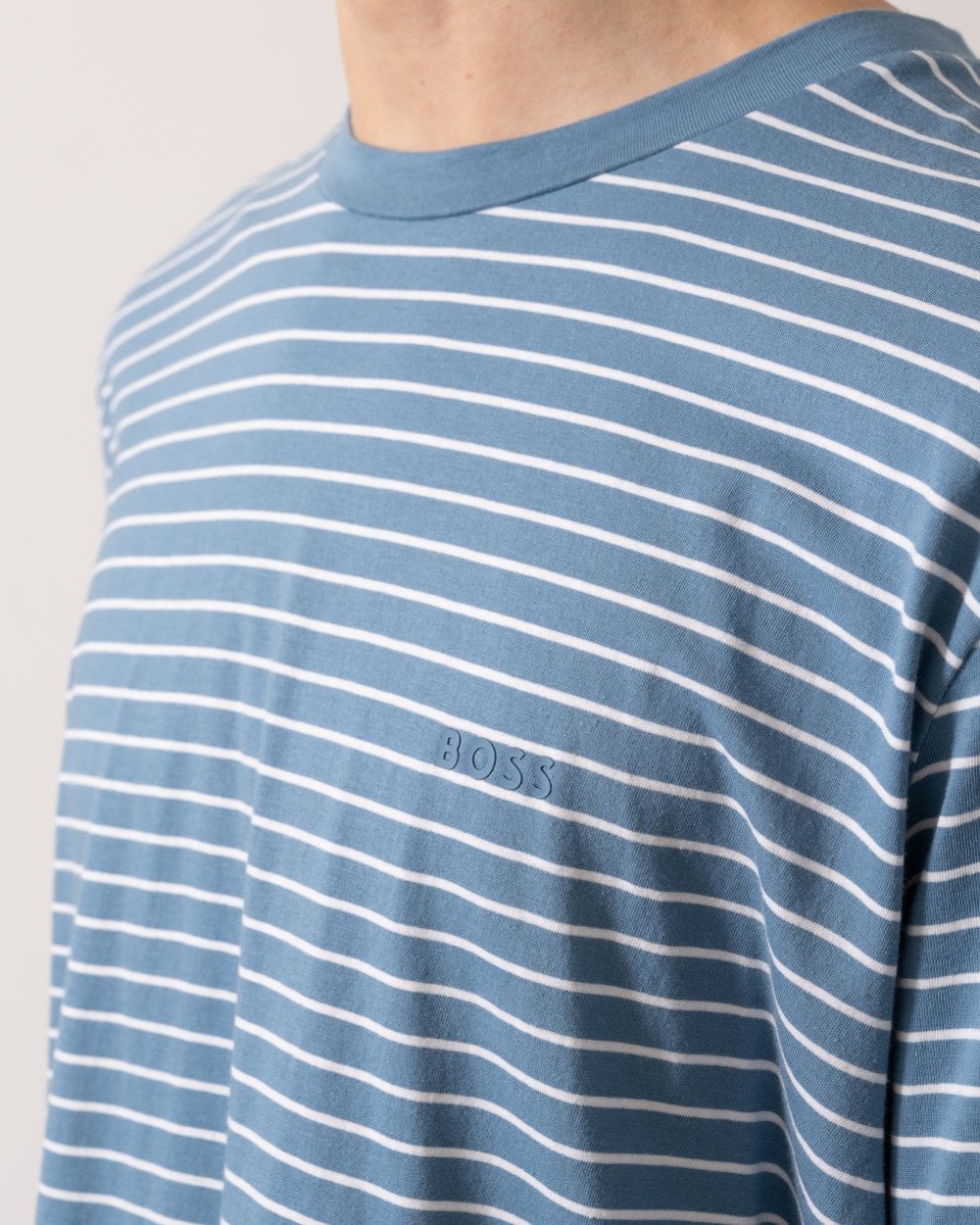 BOSS Orange Tales Stripe Mens T-Shirt - Open Blue 462
