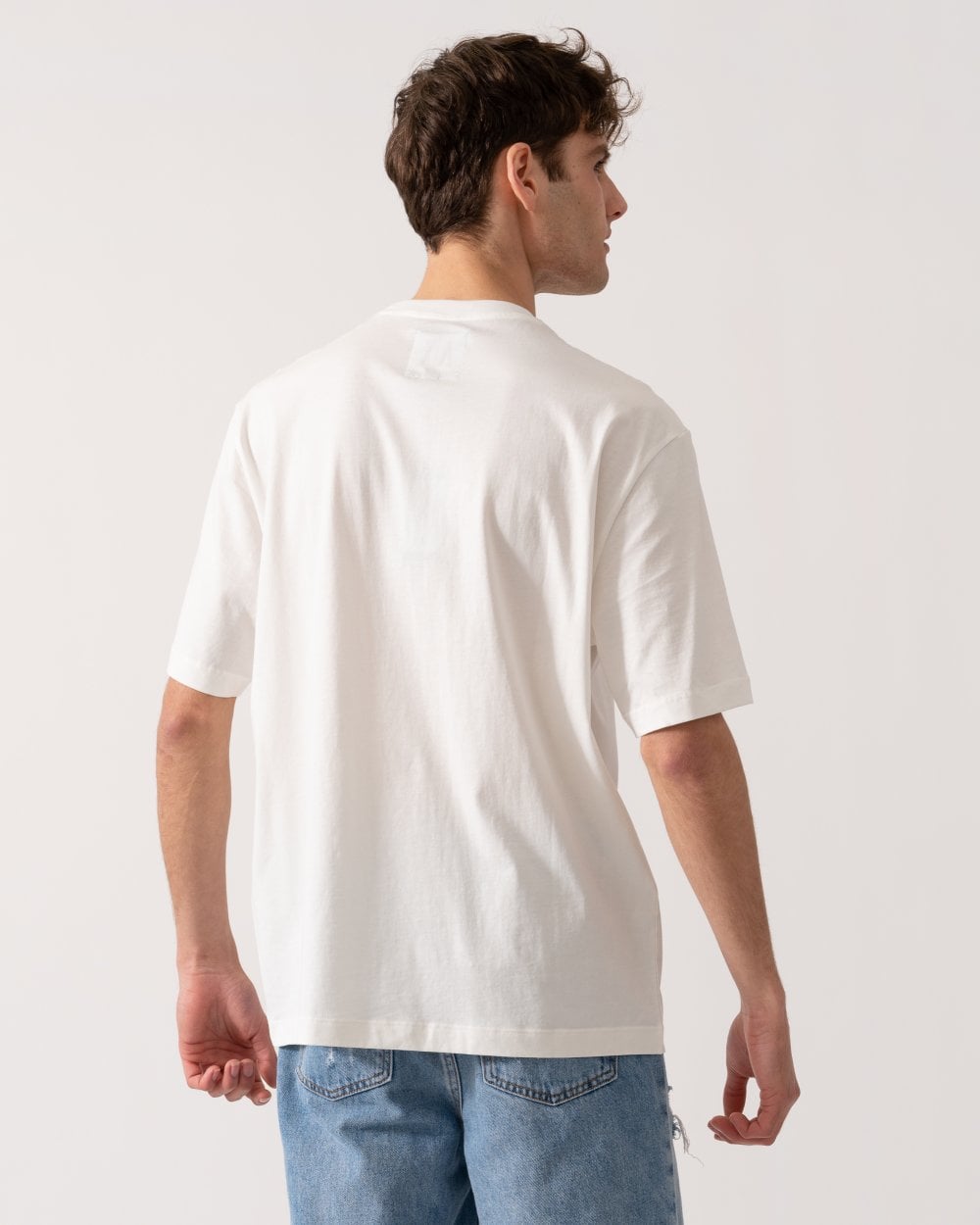 Armani Exchange Mens Embroidered A|X Centre Logo T-Shirt - Off White U0009