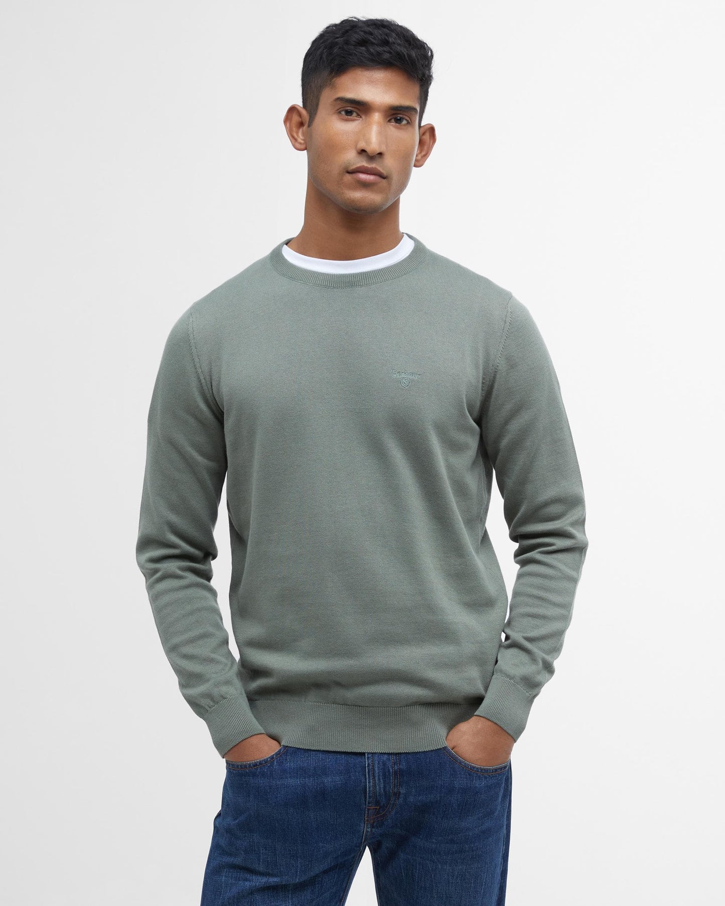 Barbour Pima Cotton Mens Crew Sweatshirt - Agave Green
