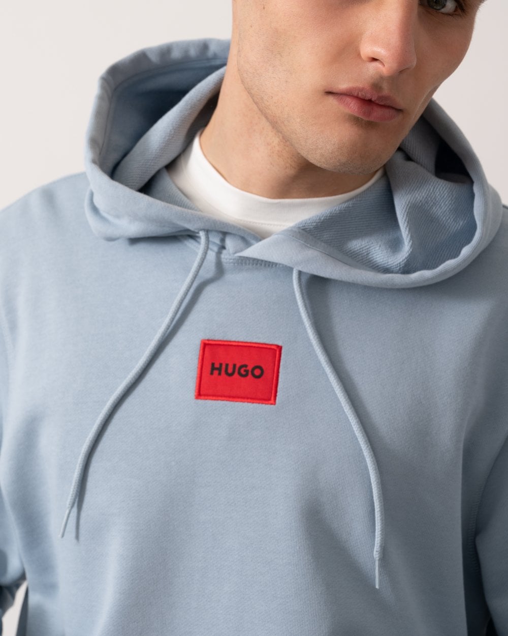 HUGO Daratschi214 Label Logo Mens Hoodie - Open Blue 483
