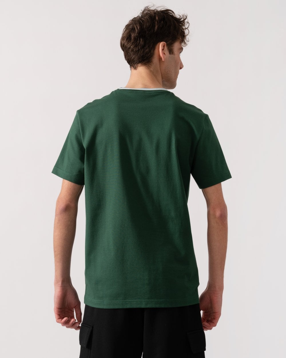 Lacoste Contrast Collar Mens T- Shirt - Green 132