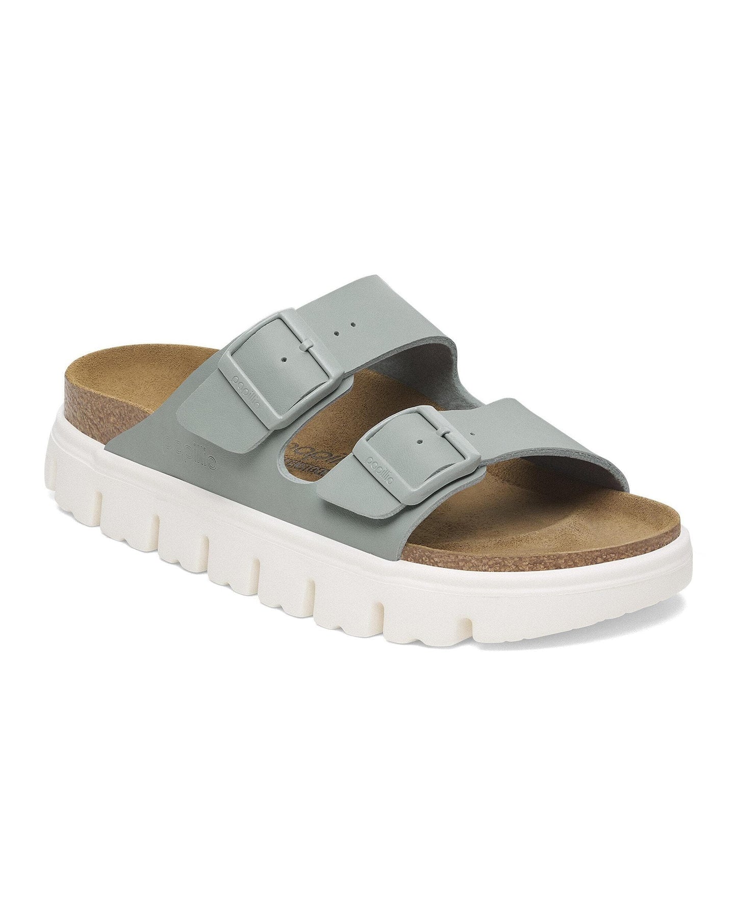 Birkenstock Papillio Arizona Chunky Womens Birko-Flor Sandals - Pure Sage/White