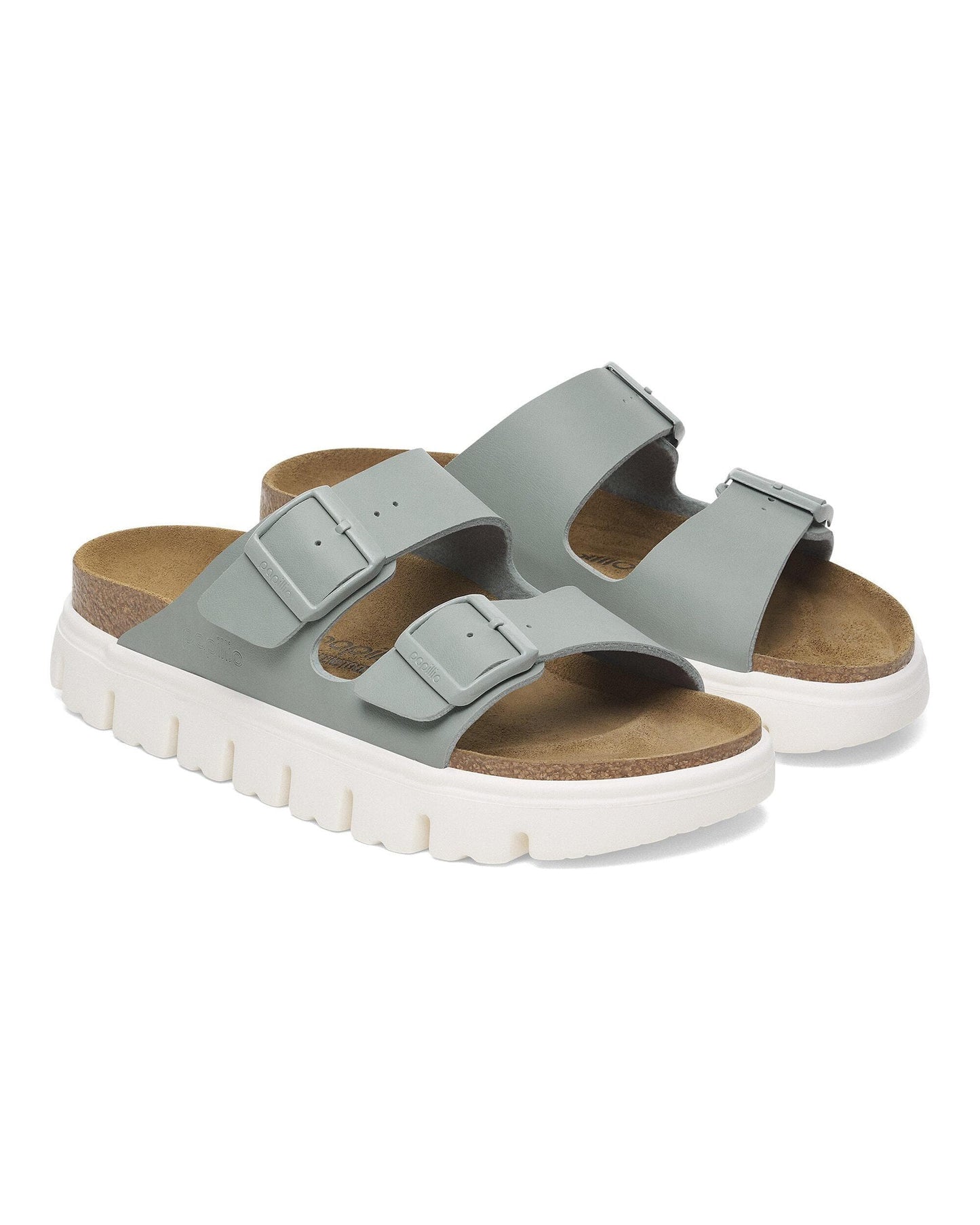 Birkenstock Papillio Arizona Chunky Womens Birko-Flor Sandals - Pure Sage/White