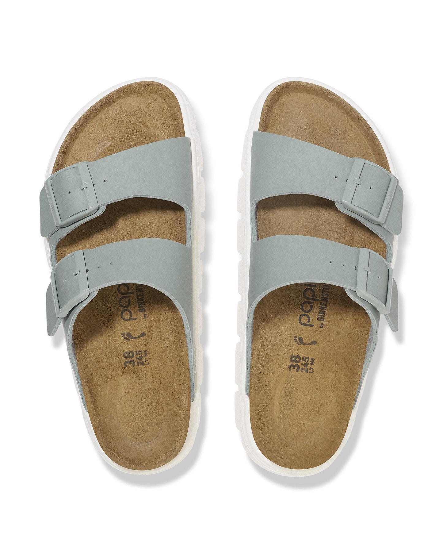 Birkenstock Papillio Arizona Chunky Womens Birko-Flor Sandals - Pure Sage/White