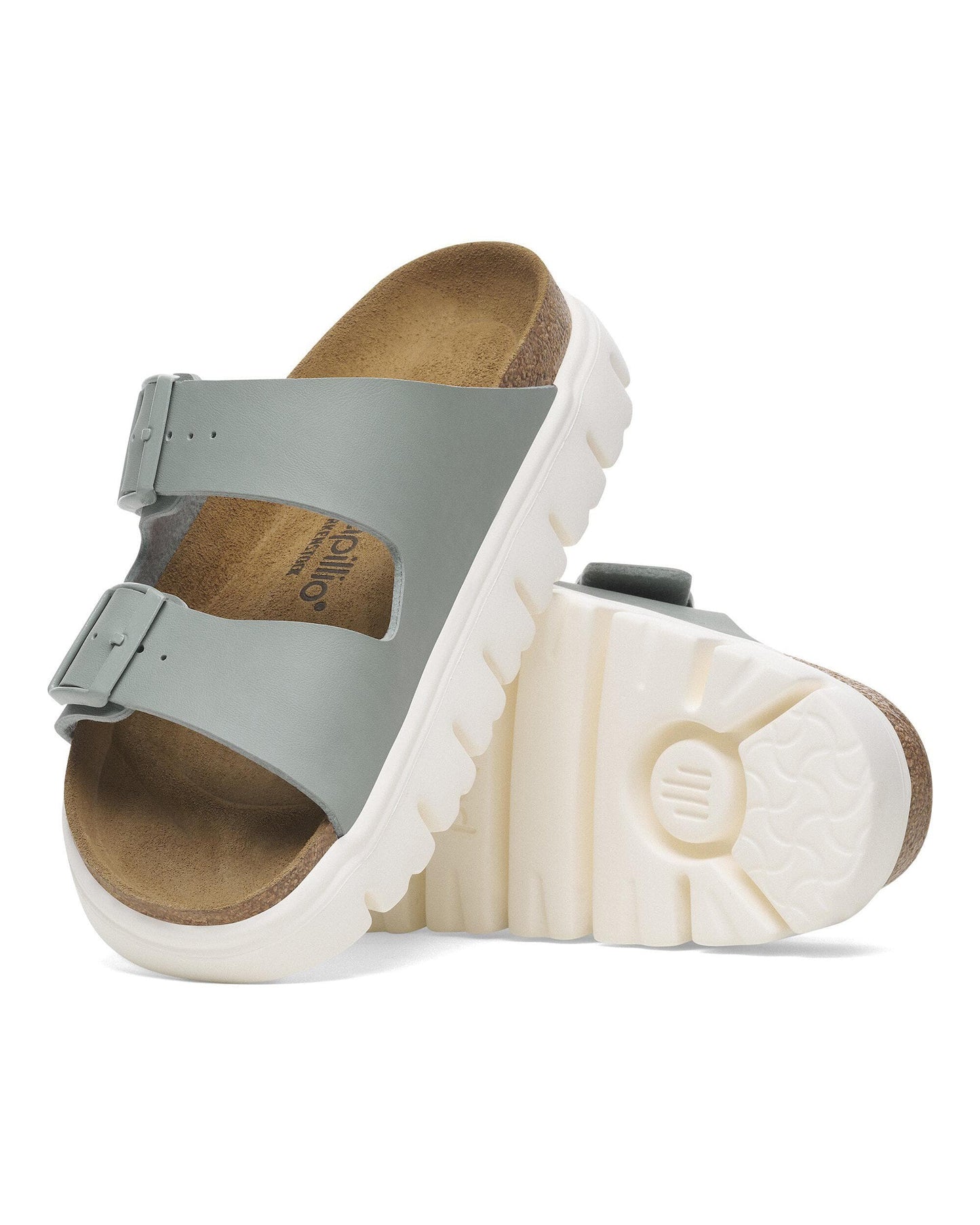 Birkenstock Papillio Arizona Chunky Womens Birko-Flor Sandals - Pure Sage/White