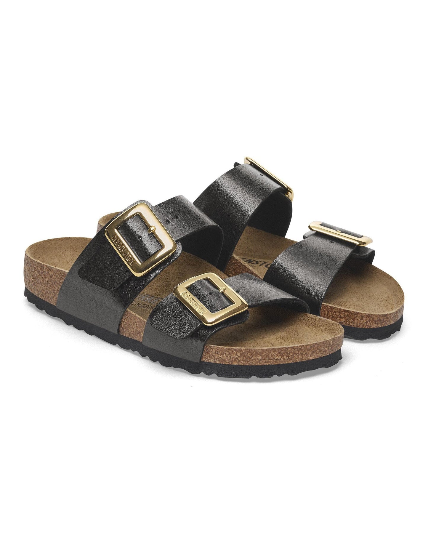 Birkenstock Sydney Cushion Big Buckle Womens Birko-Flor Patent Sandals - Graceful Licorice