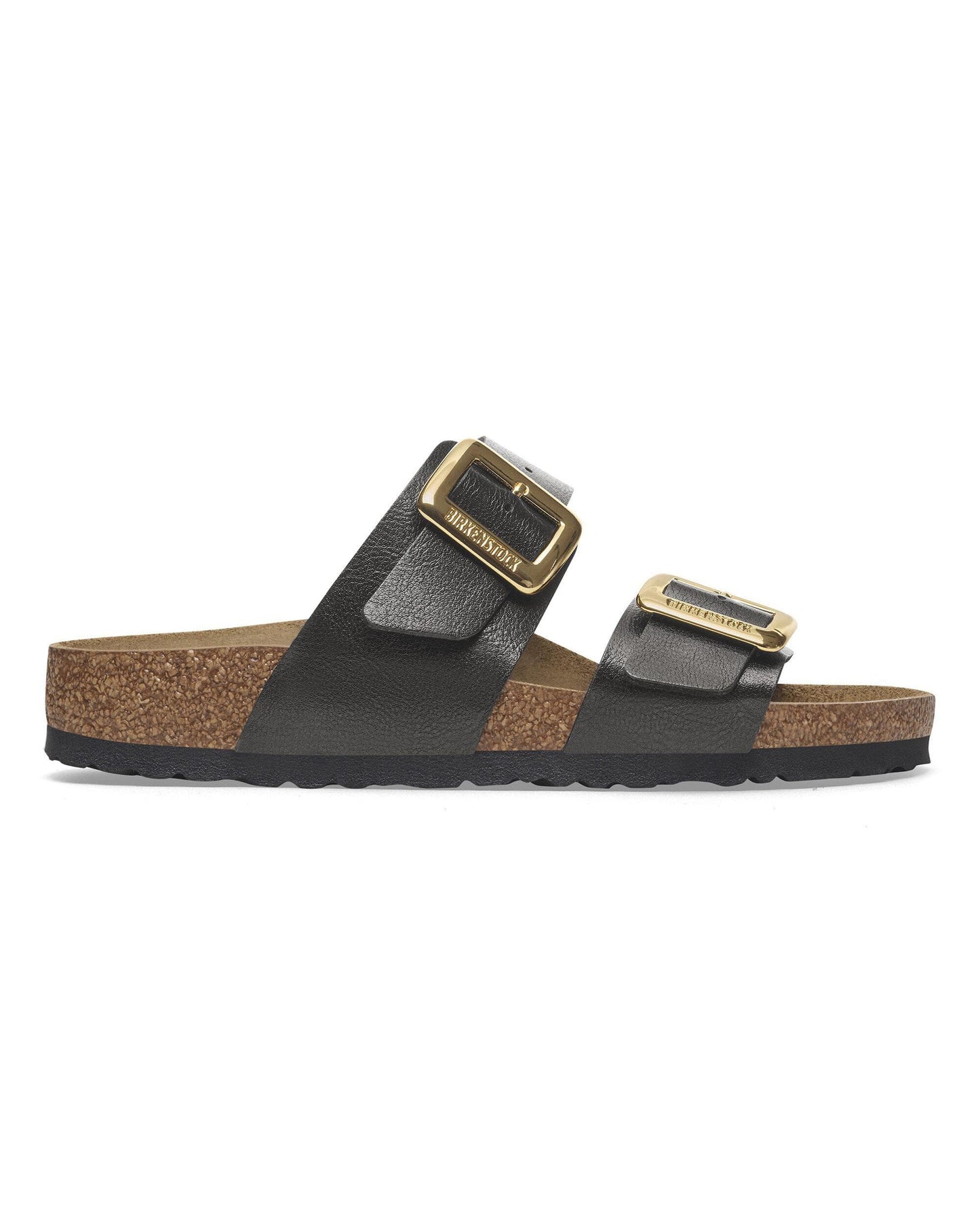 Birkenstock Sydney Cushion Big Buckle Womens Birko-Flor Patent Sandals - Graceful Licorice