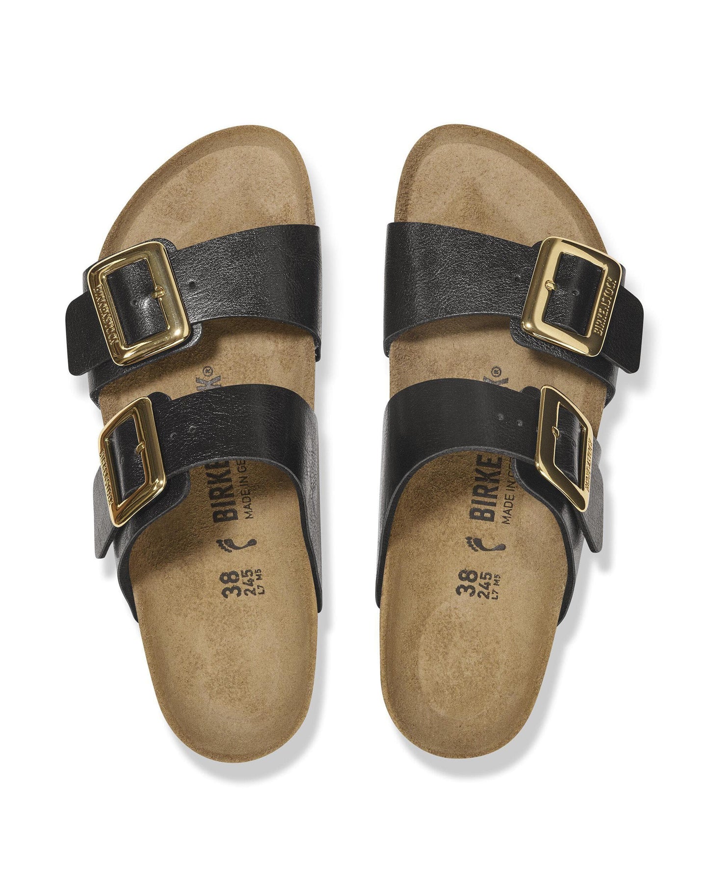 Birkenstock Sydney Cushion Big Buckle Womens Birko-Flor Patent Sandals - Graceful Licorice