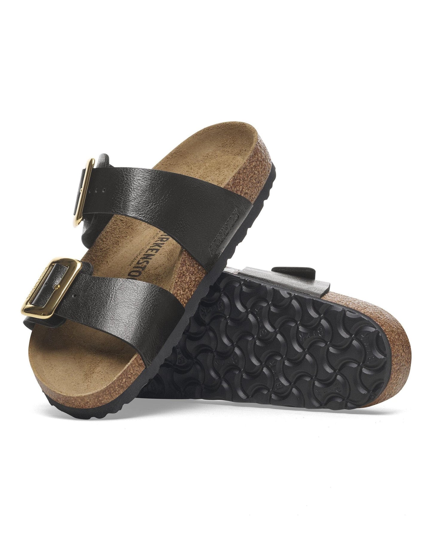 Birkenstock Sydney Cushion Big Buckle Womens Birko-Flor Patent Sandals - Graceful Licorice
