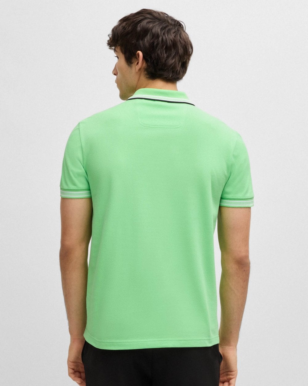 BOSS Green Paddy Mens Cotton-Piqué Polo Shirt with Contrast Logo - Medium Green 319