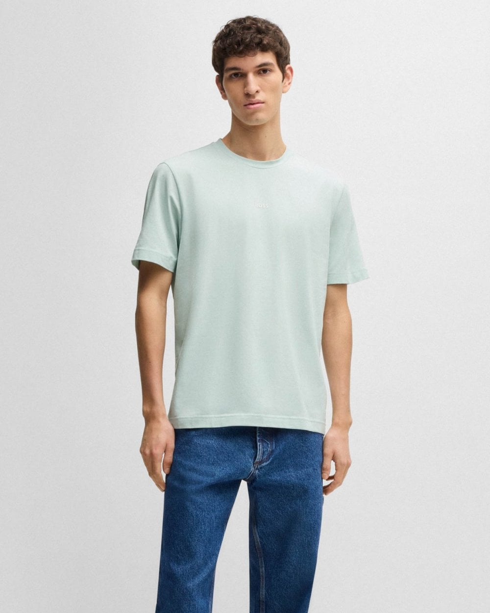 BOSS Orange TChup Mens Crew Neck Small Logo T-Shirt - Open Blue 474