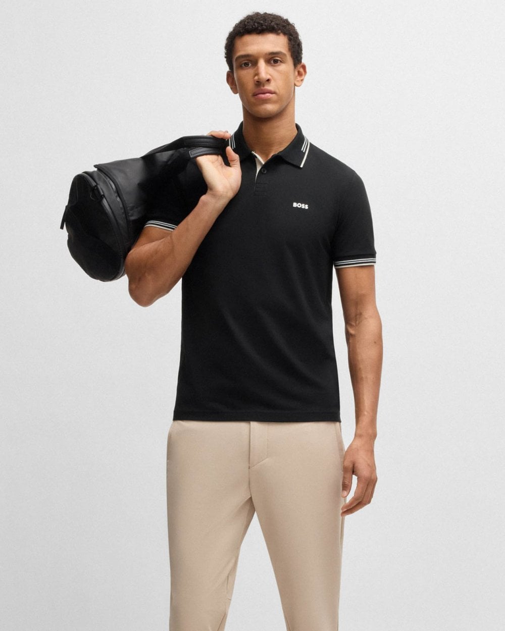 BOSS Green Paul Mens Short Sleeve Polo Shirt With Contrast Tipping - Black 007