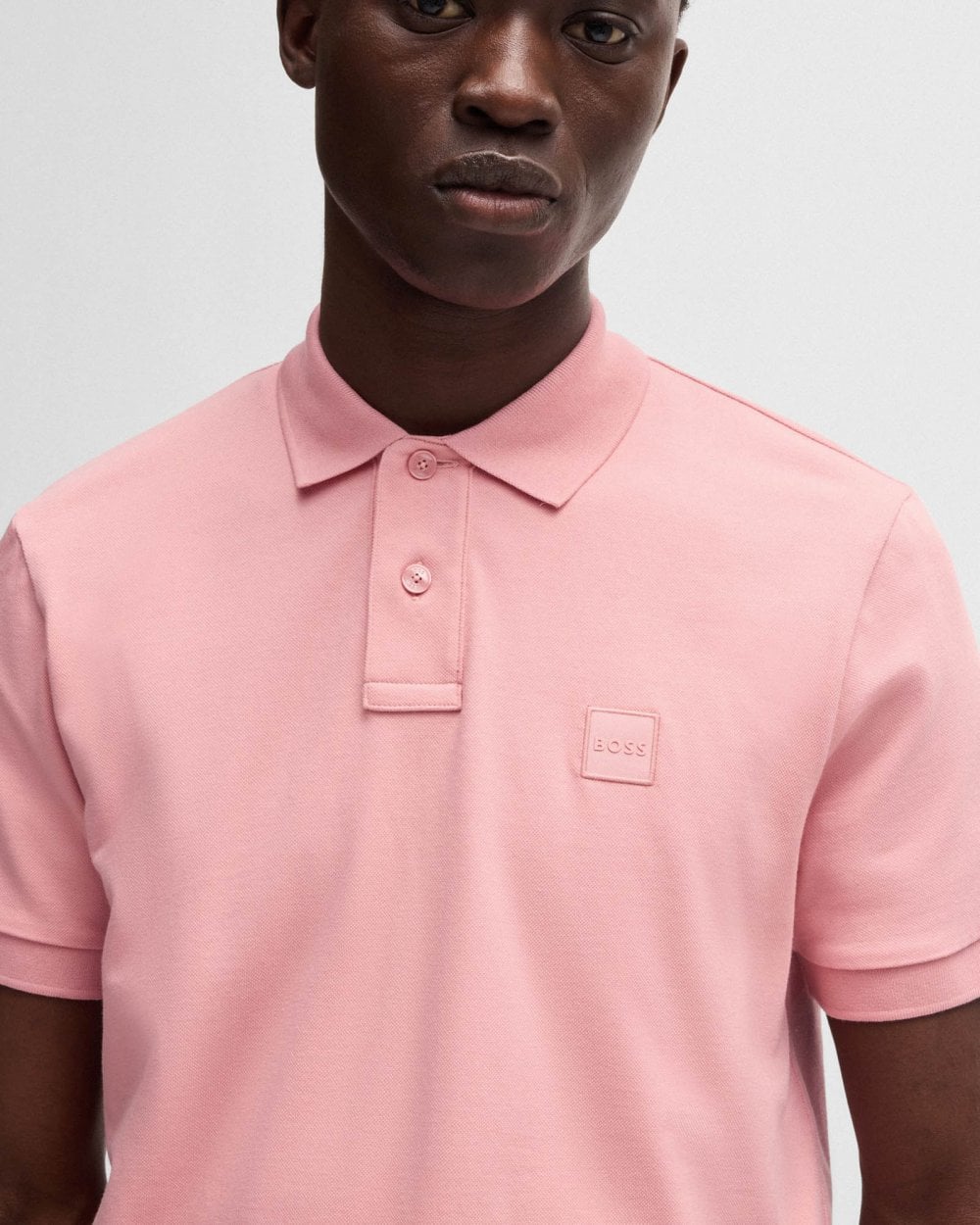 BOSS Orange Passenger Mens Stretch-Cotton Slim-Fit Polo Shirt with Logo Patch - Open Pink 694