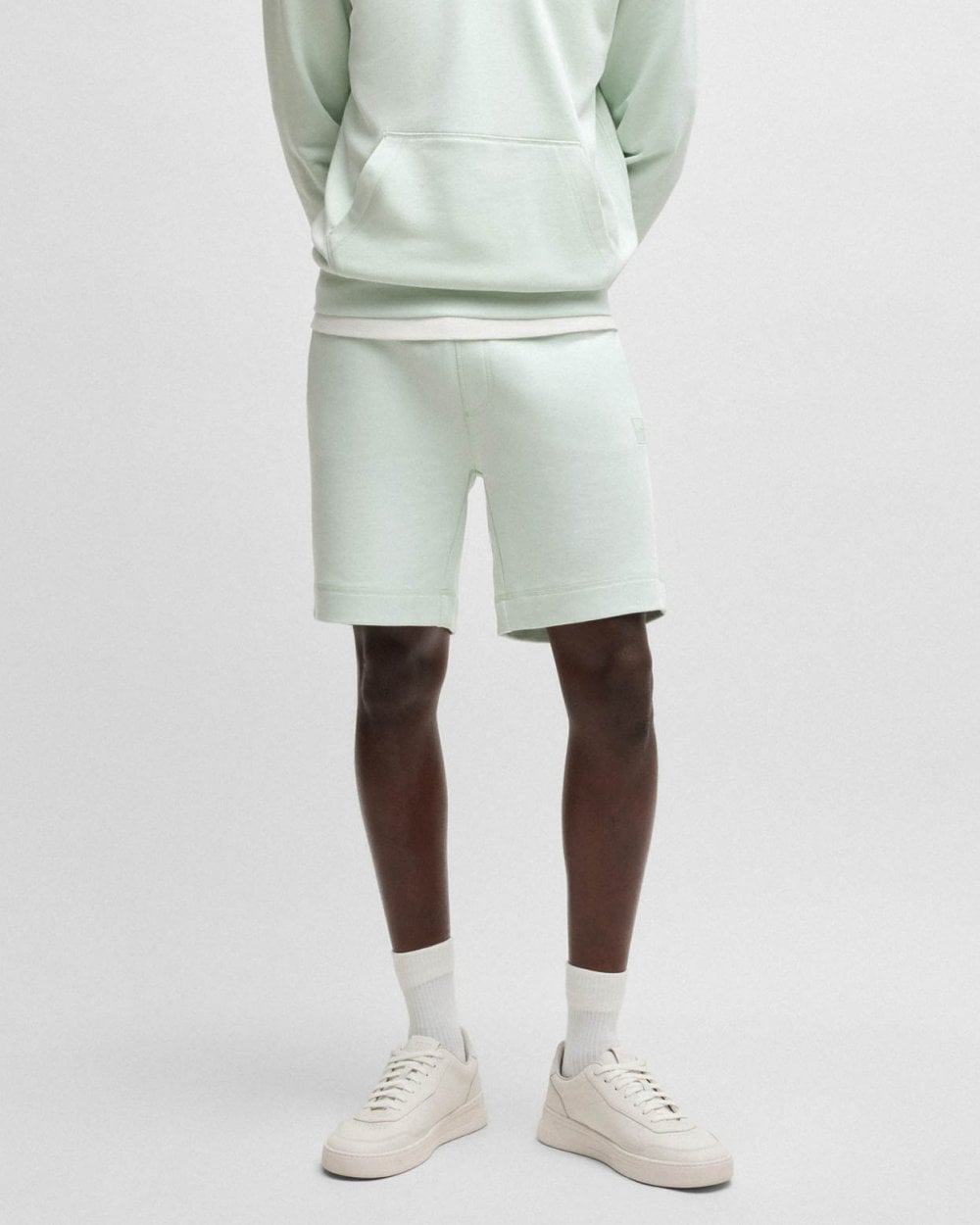 BOSS Orange Sewalk Mens Cotton-Terry Shorts With Logo Badge - Open Blue 474