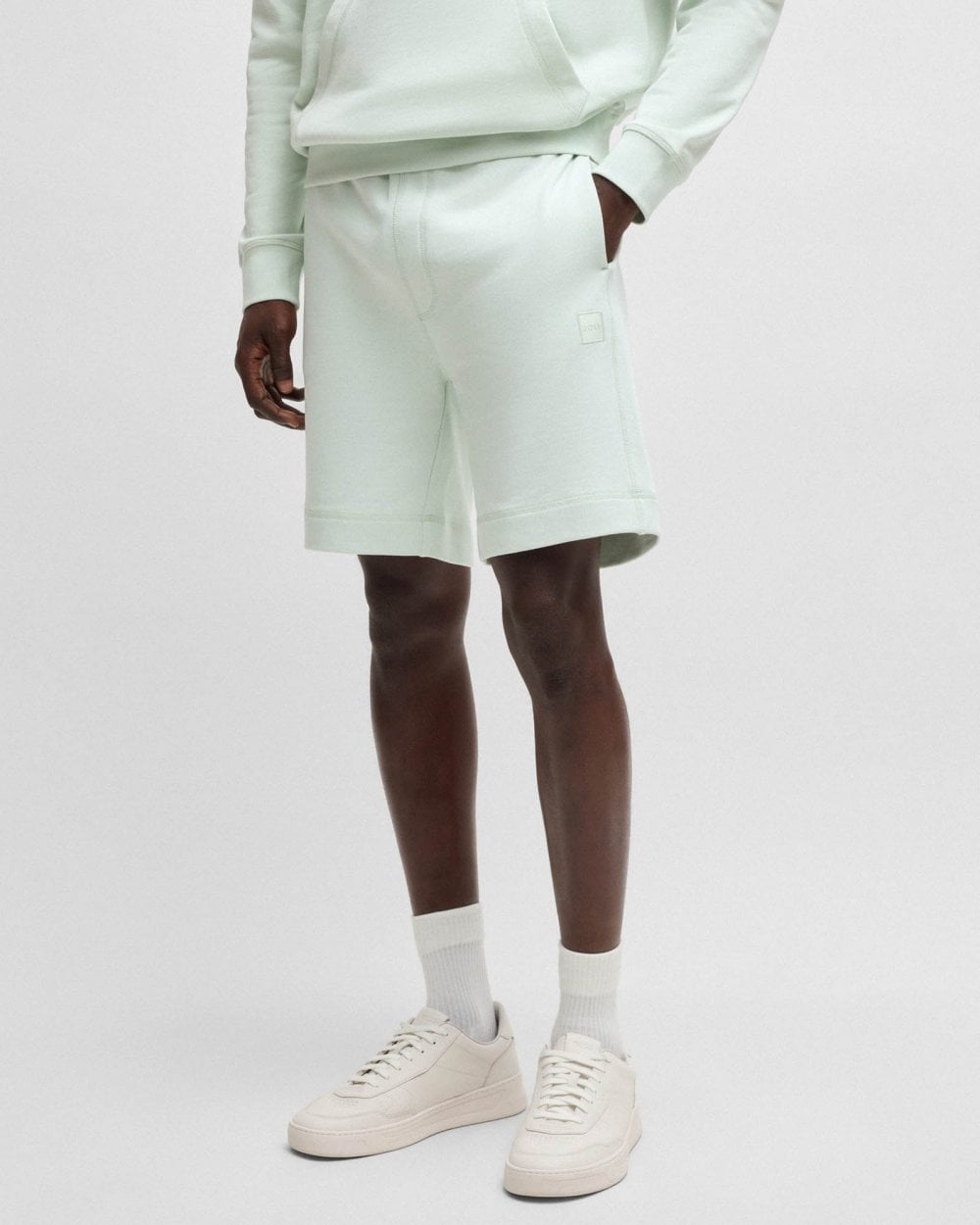 BOSS Orange Sewalk Mens Cotton-Terry Shorts With Logo Badge - Open Blue 474