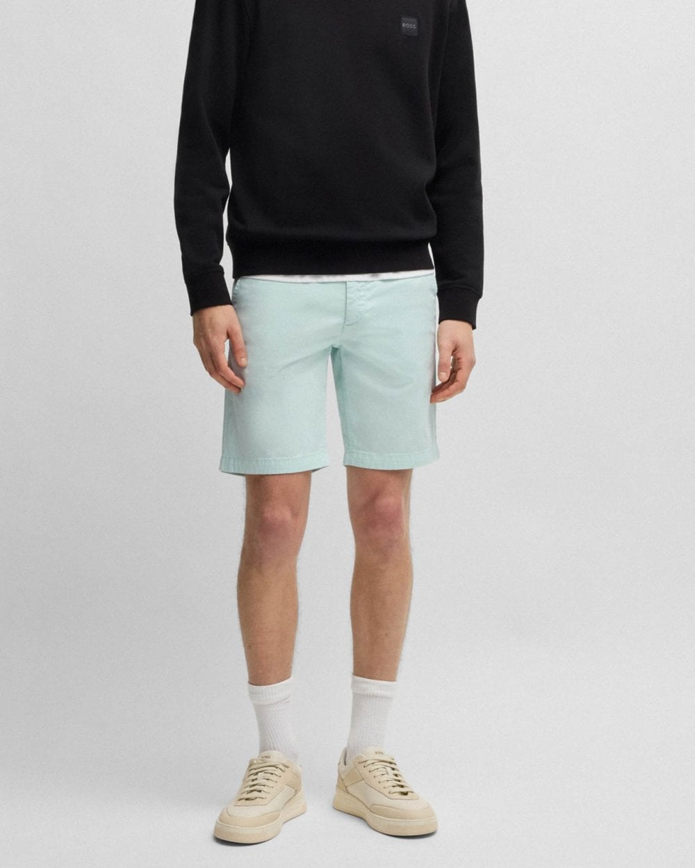 BOSS Orange Mens Slim Fit Chino Shorts in Stretch Cotton Twill - Open Blue 474