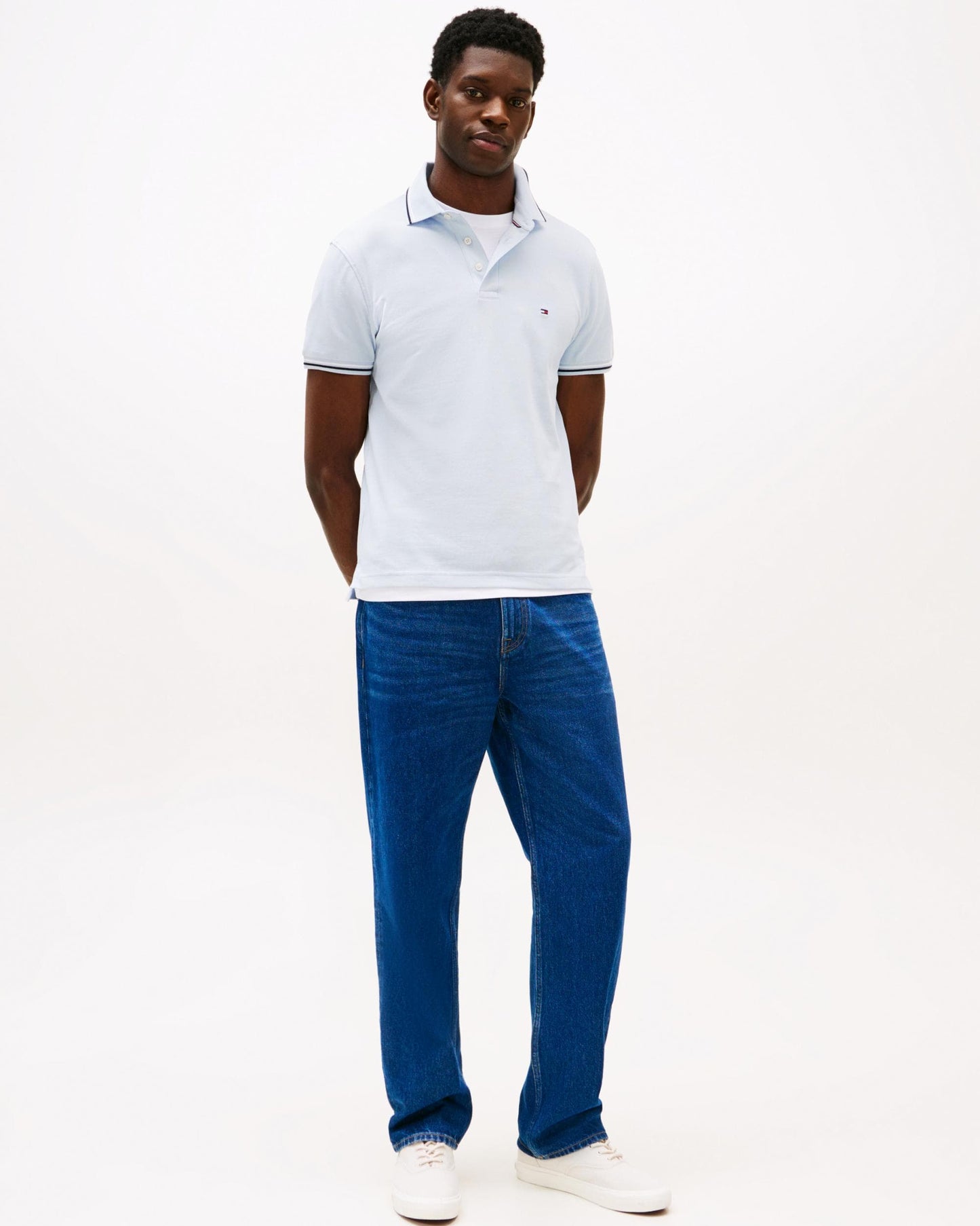 Tommy Hilfiger Tipped Slim Fit Mens Polo - Breezy Blue