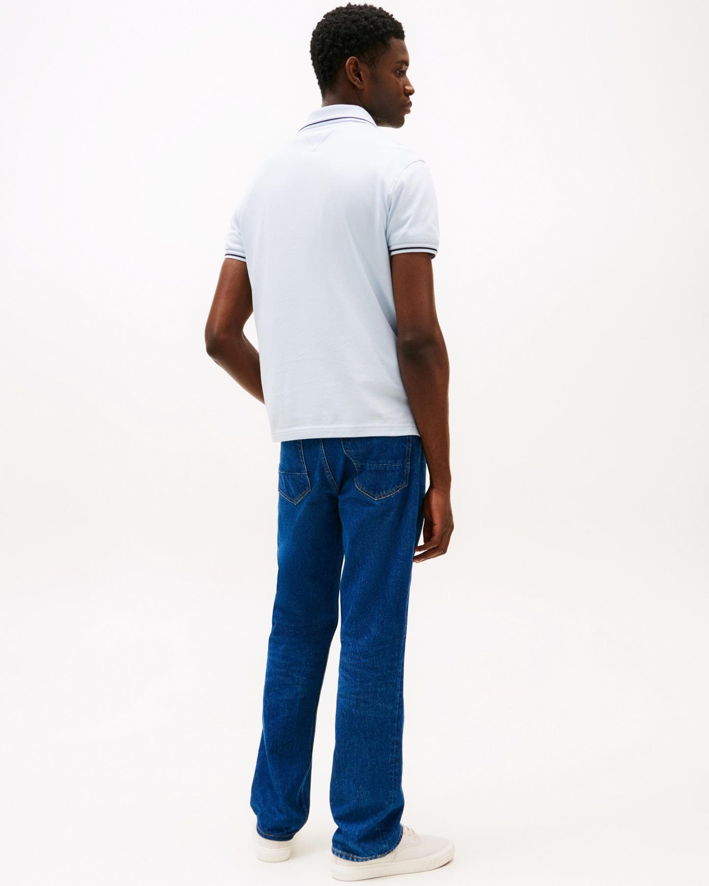 Tommy Hilfiger Tipped Slim Fit Mens Polo - Breezy Blue