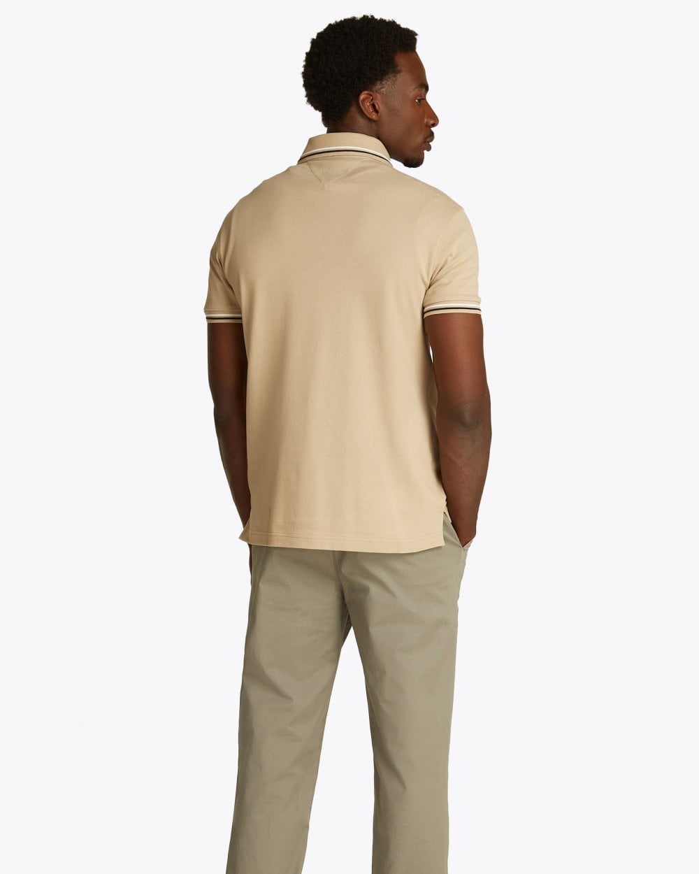 Tommy Hilfiger Tipped Slim Fit Mens Polo - Sandalwood