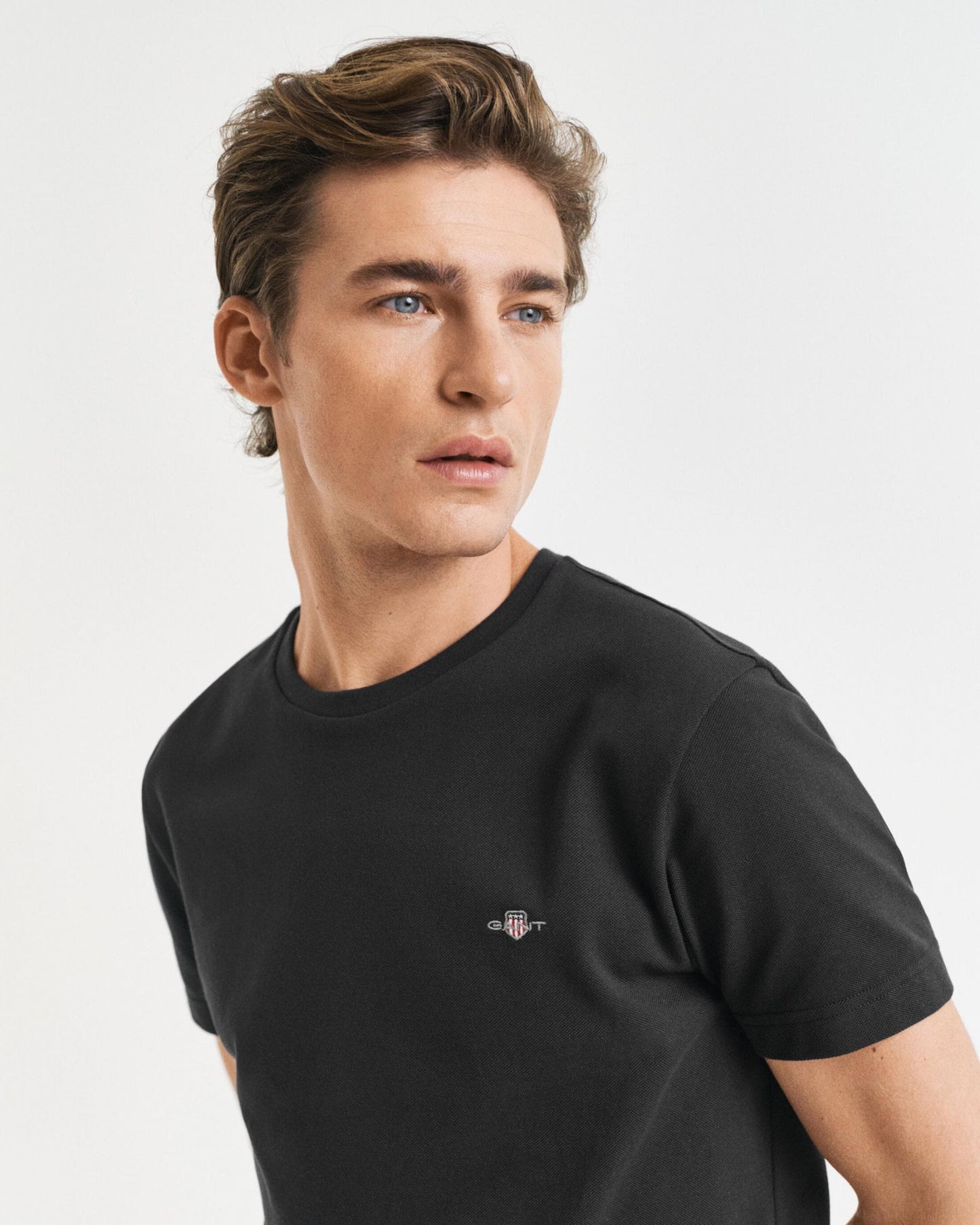 GANT Mens Slim Pique Short Sleeve T-Shirt - 5 Black