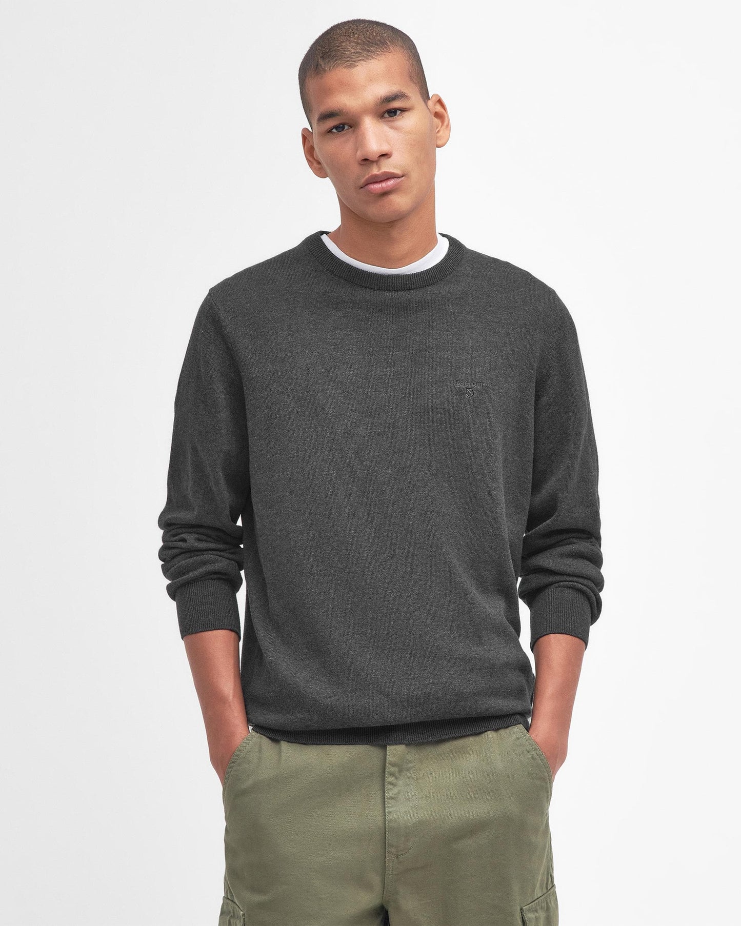 Barbour Pima Cotton Mens Crew Sweatshirt - Charcoal